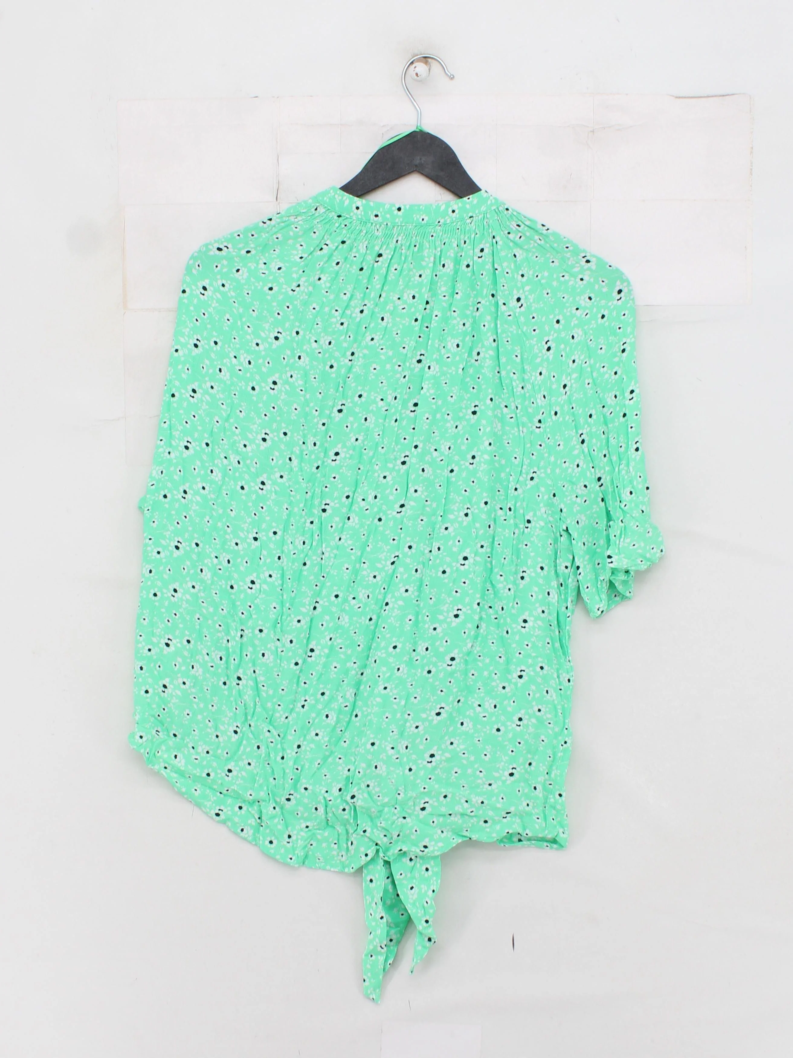Phase Eight Women's Top M Green Floral 100% Viscose Short Sleeve V-Neck Basic - Image 2