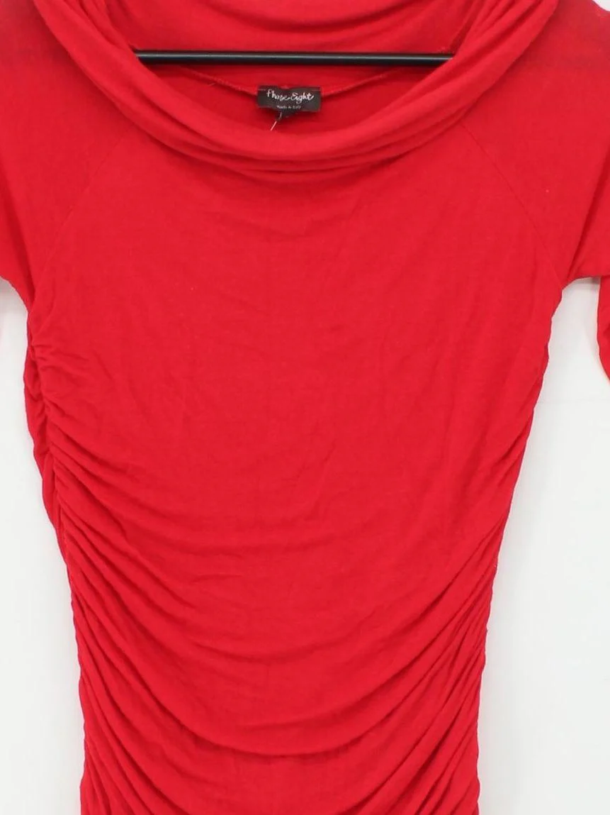 Phase Eight Women's Top S Red Viscose with Elastane 3/4 Sleeve Round Neck Jersey - Image 3