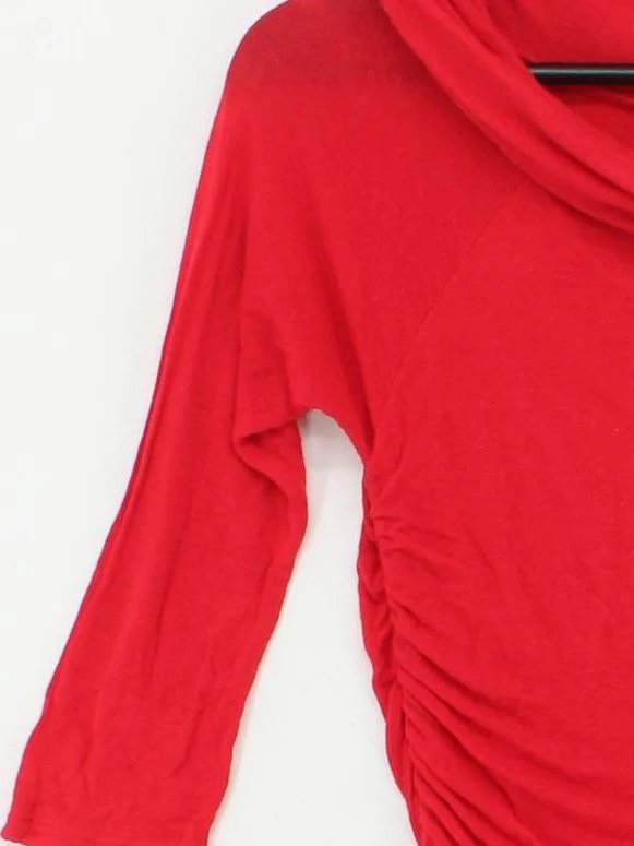 Phase Eight Women's Top S Red Viscose with Elastane 3/4 Sleeve Round Neck Jersey - Image 4