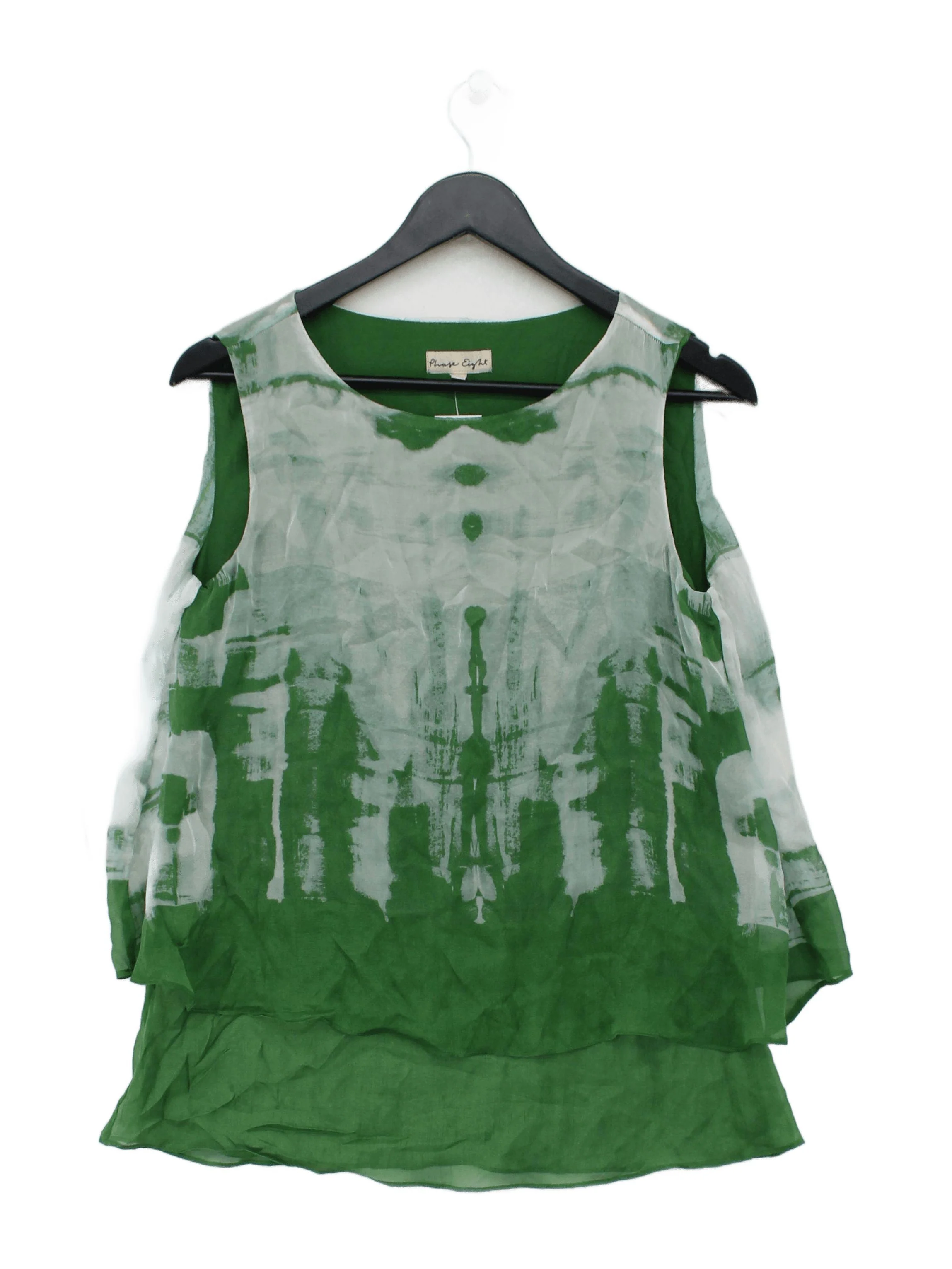 Phase Eight Women's Top UK 10 Green Silk with Viscose, Elastane Basic