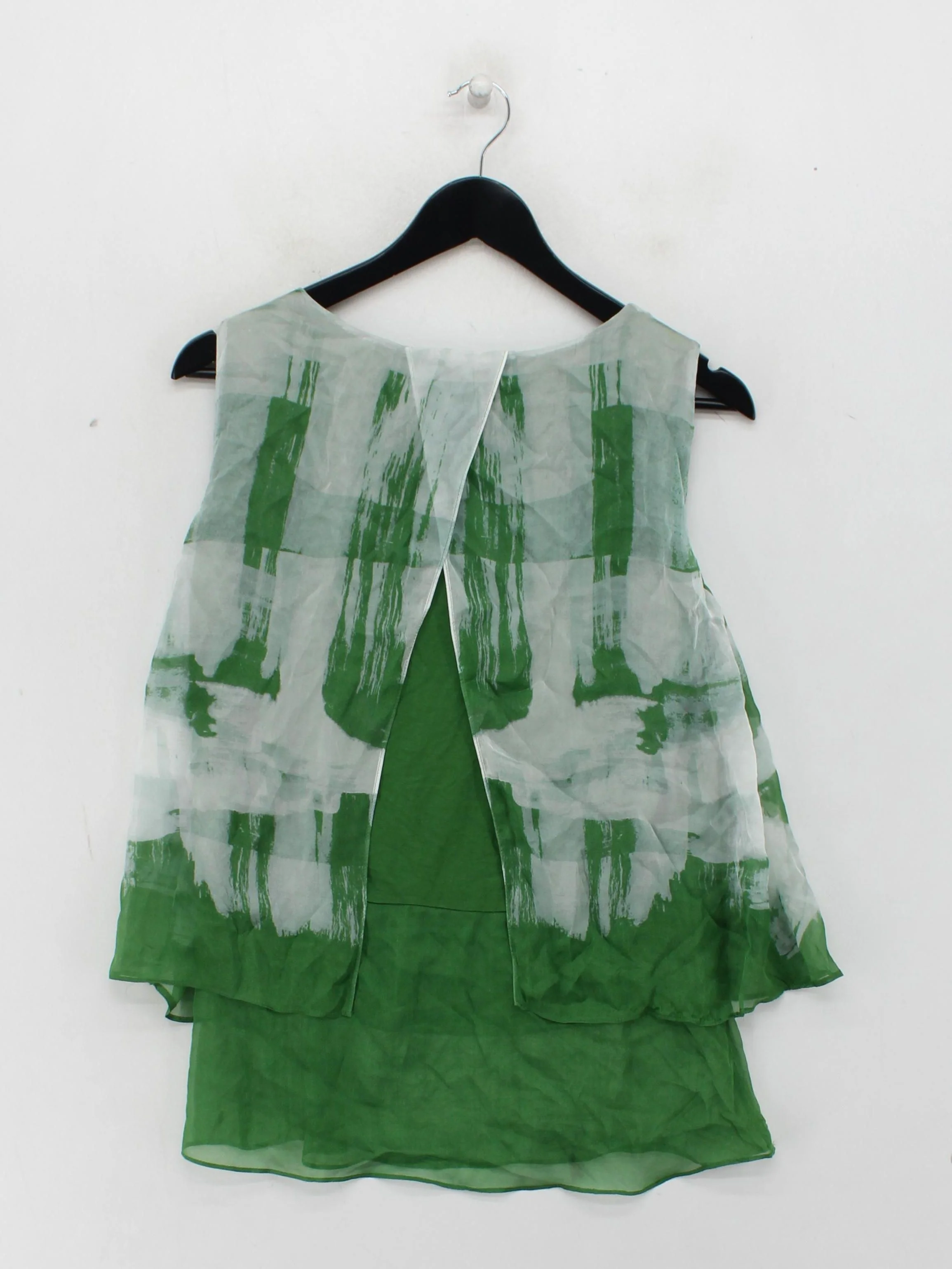 Phase Eight Women's Top UK 10 Green Silk with Viscose, Elastane Basic - Image 2
