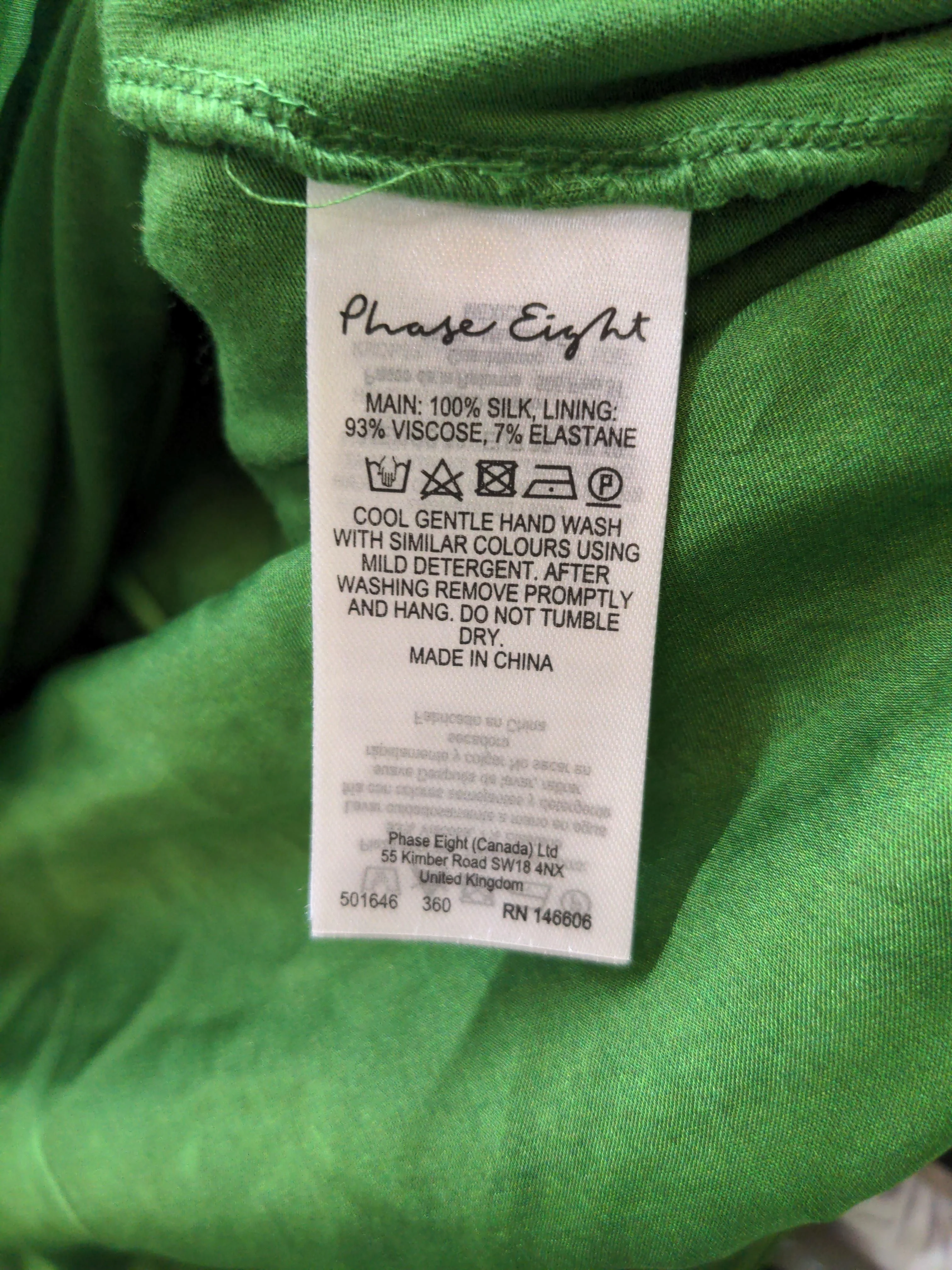 Phase Eight Women's Top UK 10 Green Silk with Viscose, Elastane Basic - Image 6