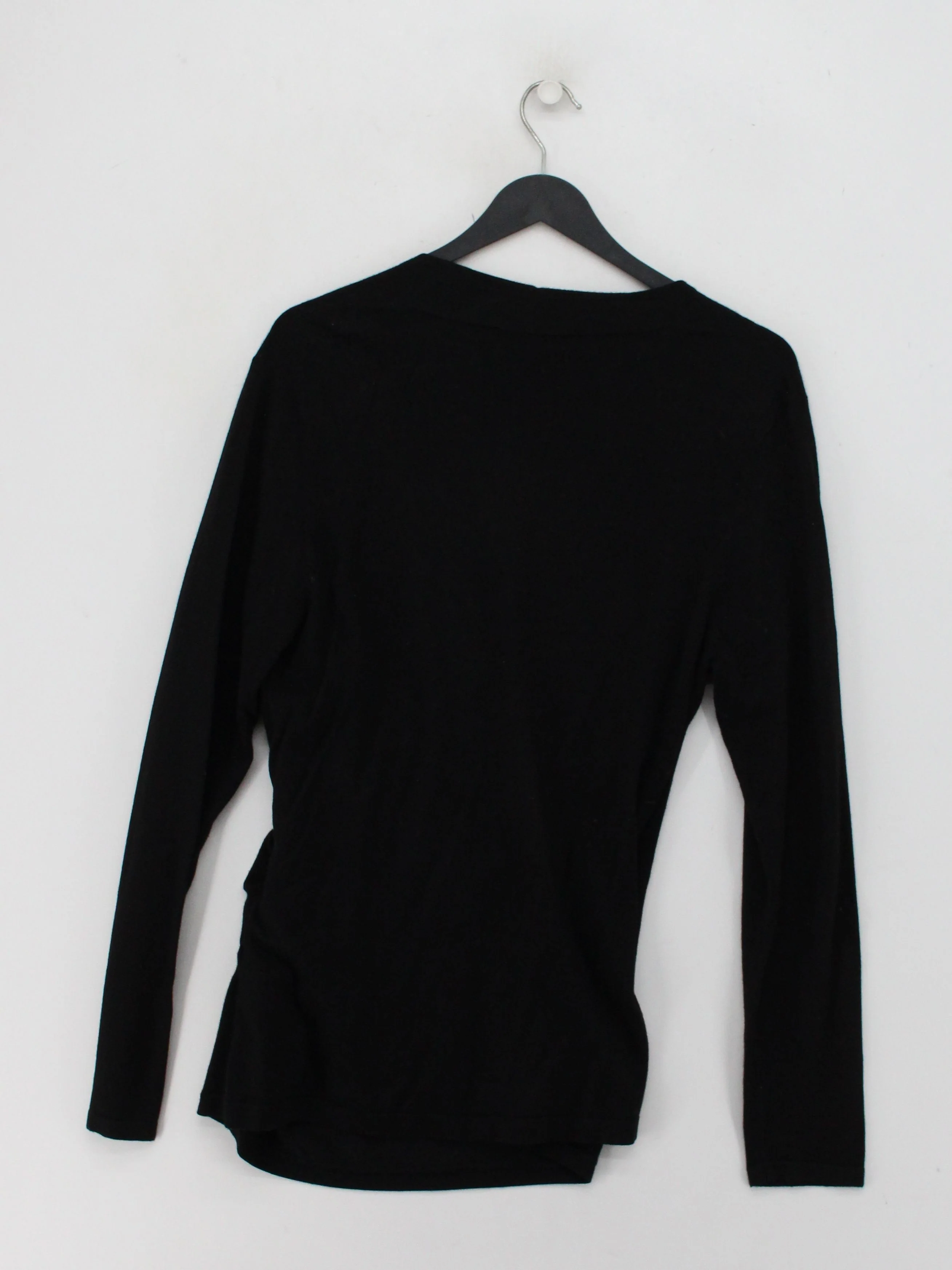 Phase Eight Women's Top UK 12 Black Viscose with Nylon Long Sleeve V-Neck Basic - Image 2