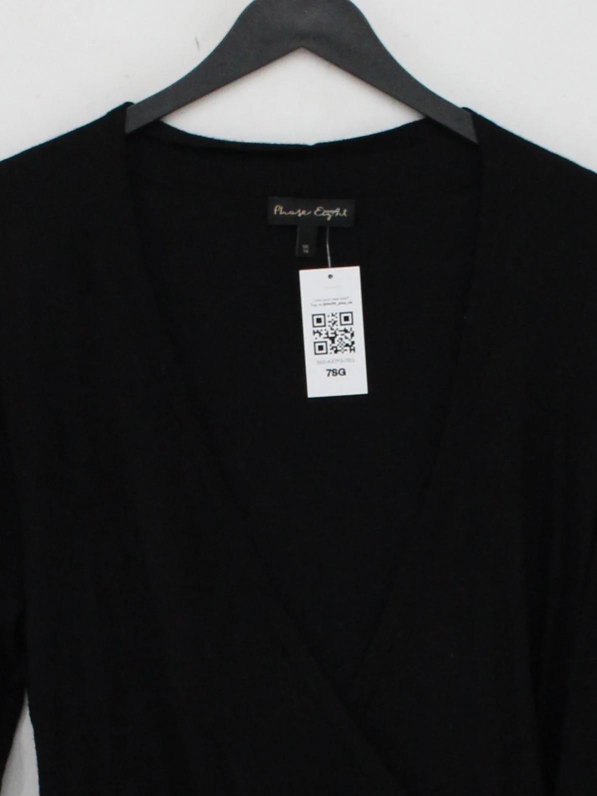 Phase Eight Women's Top UK 12 Black Viscose with Nylon Long Sleeve V-Neck Basic - Image 3