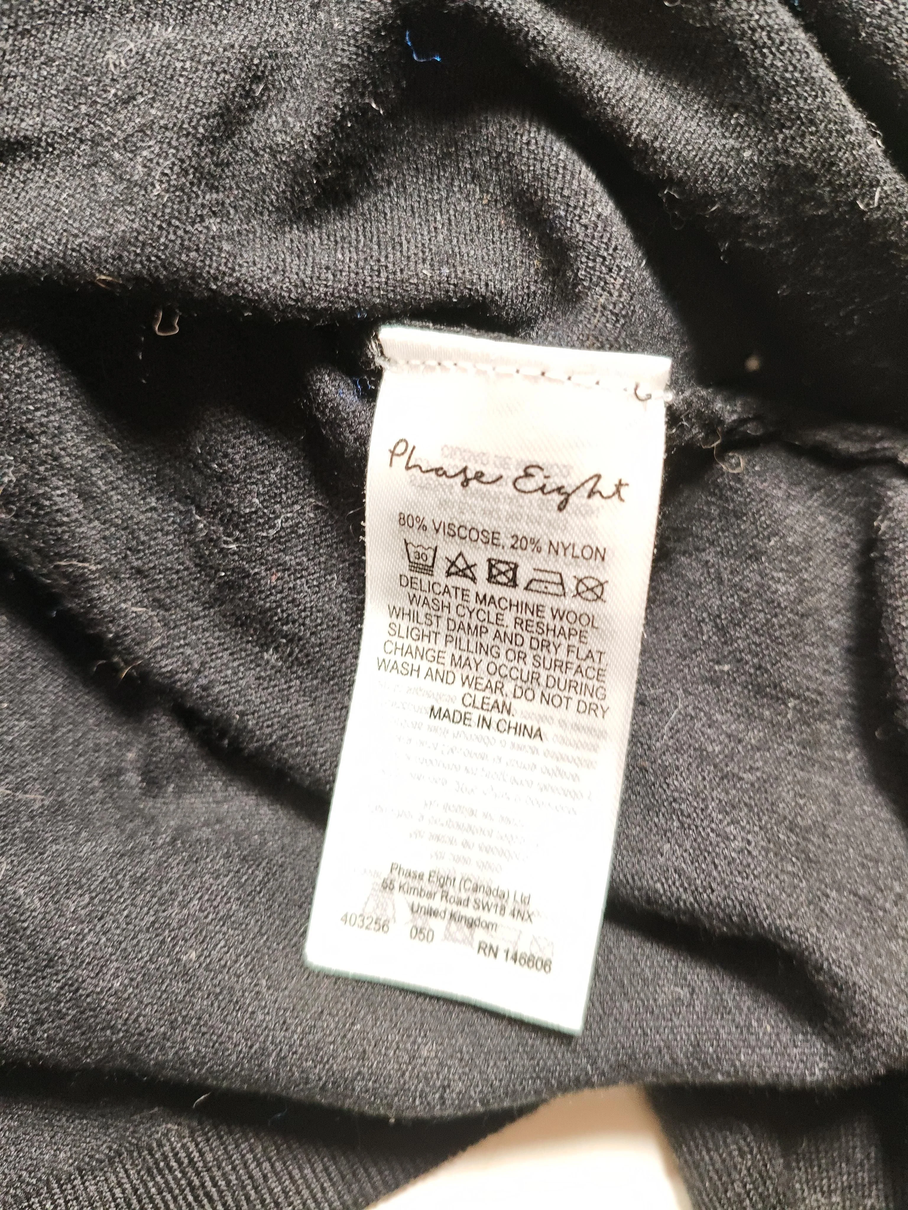 Phase Eight Women's Top UK 12 Black Viscose with Nylon Long Sleeve V-Neck Basic - Image 6