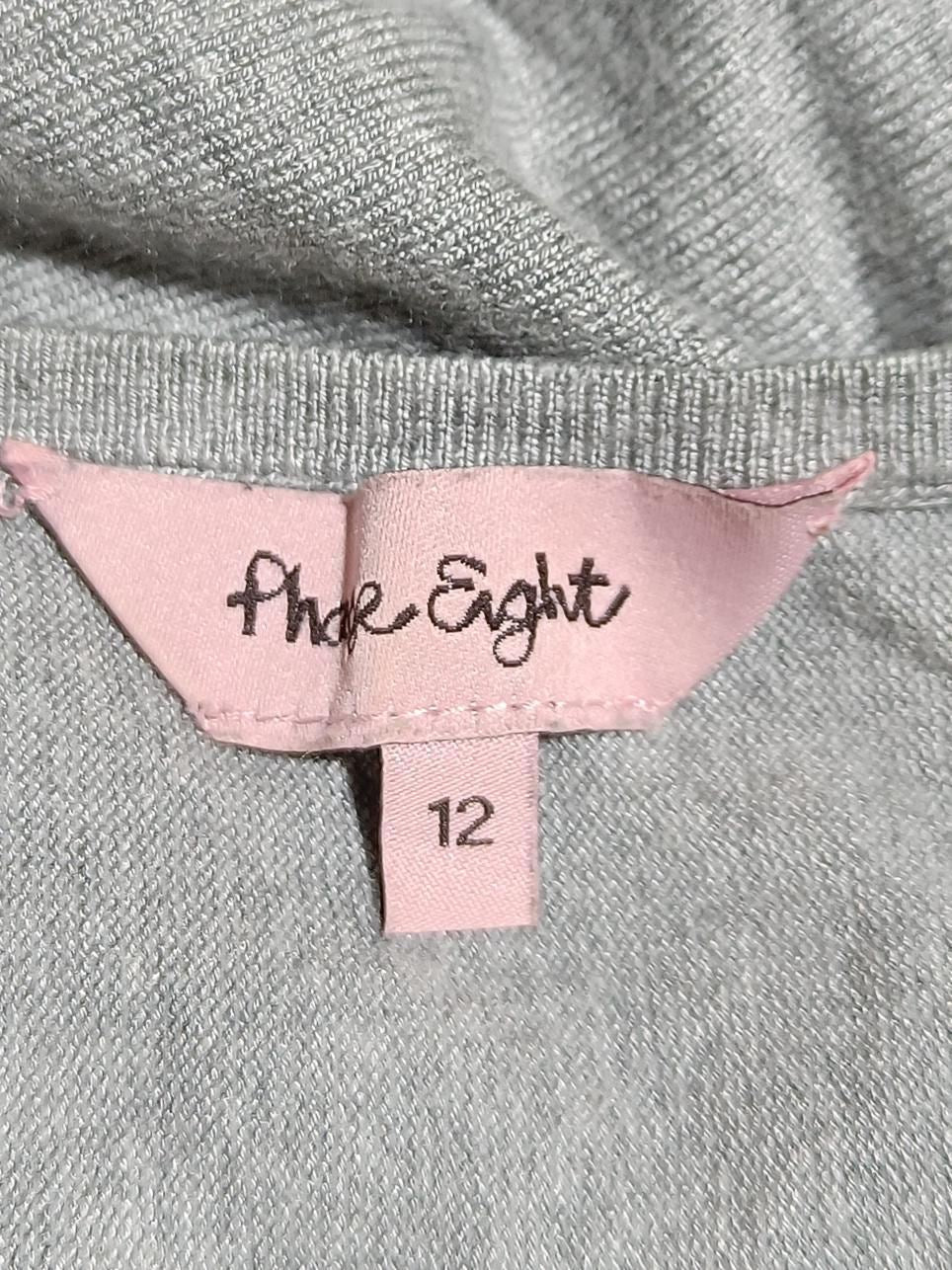 Phase Eight Women's Top UK 12 Grey Viscose with Nylon 3/4 Sleeve V-Neck Basic - Image 5