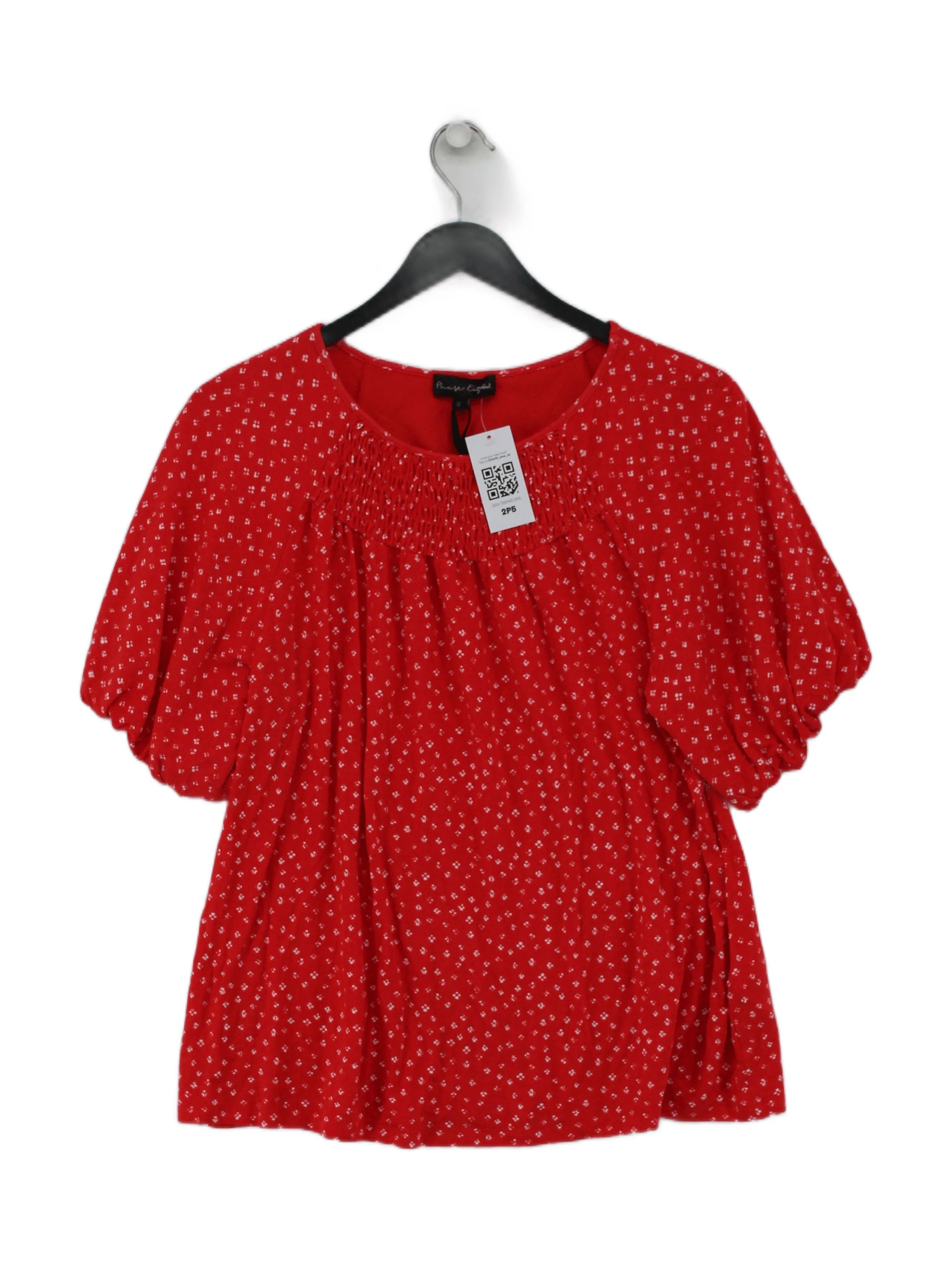 Phase Eight Women's Top UK 12 Red Viscose with Elastane, Polyester Basic