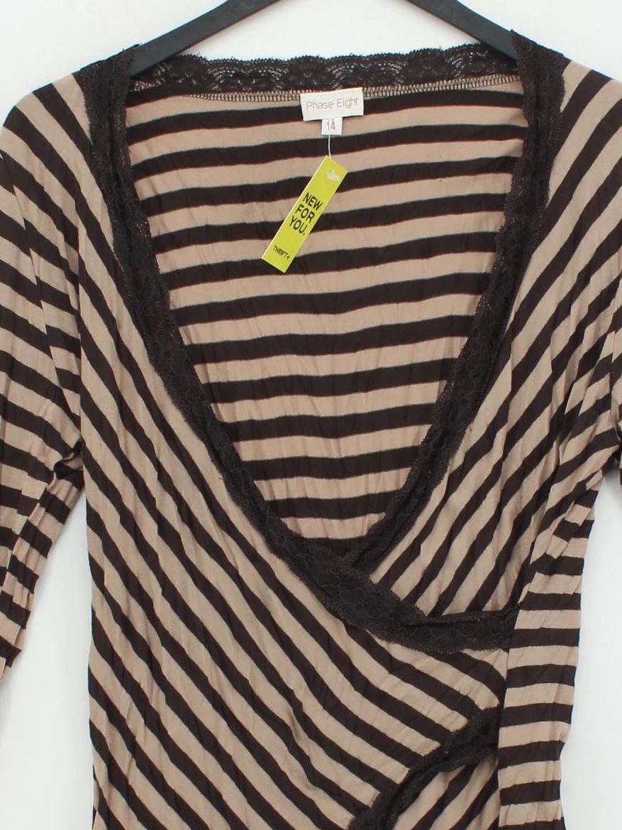 Phase Eight Women's Top UK 14 Brown Polyester with Viscose Basic - Image 3