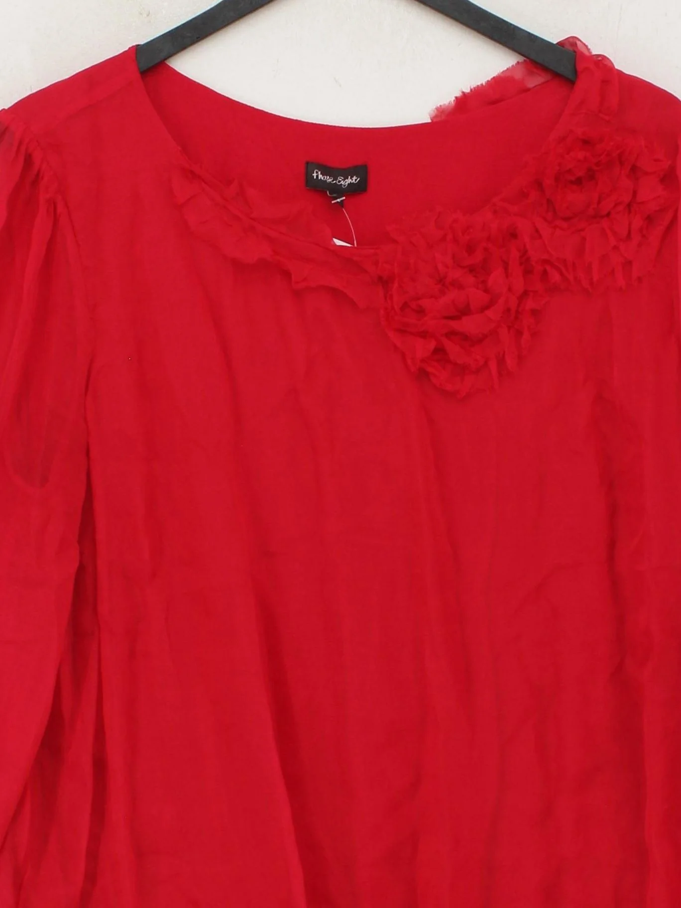 Phase Eight Women's Top UK 16 Red Silk with Viscose, Elastane Basic - Image 3
