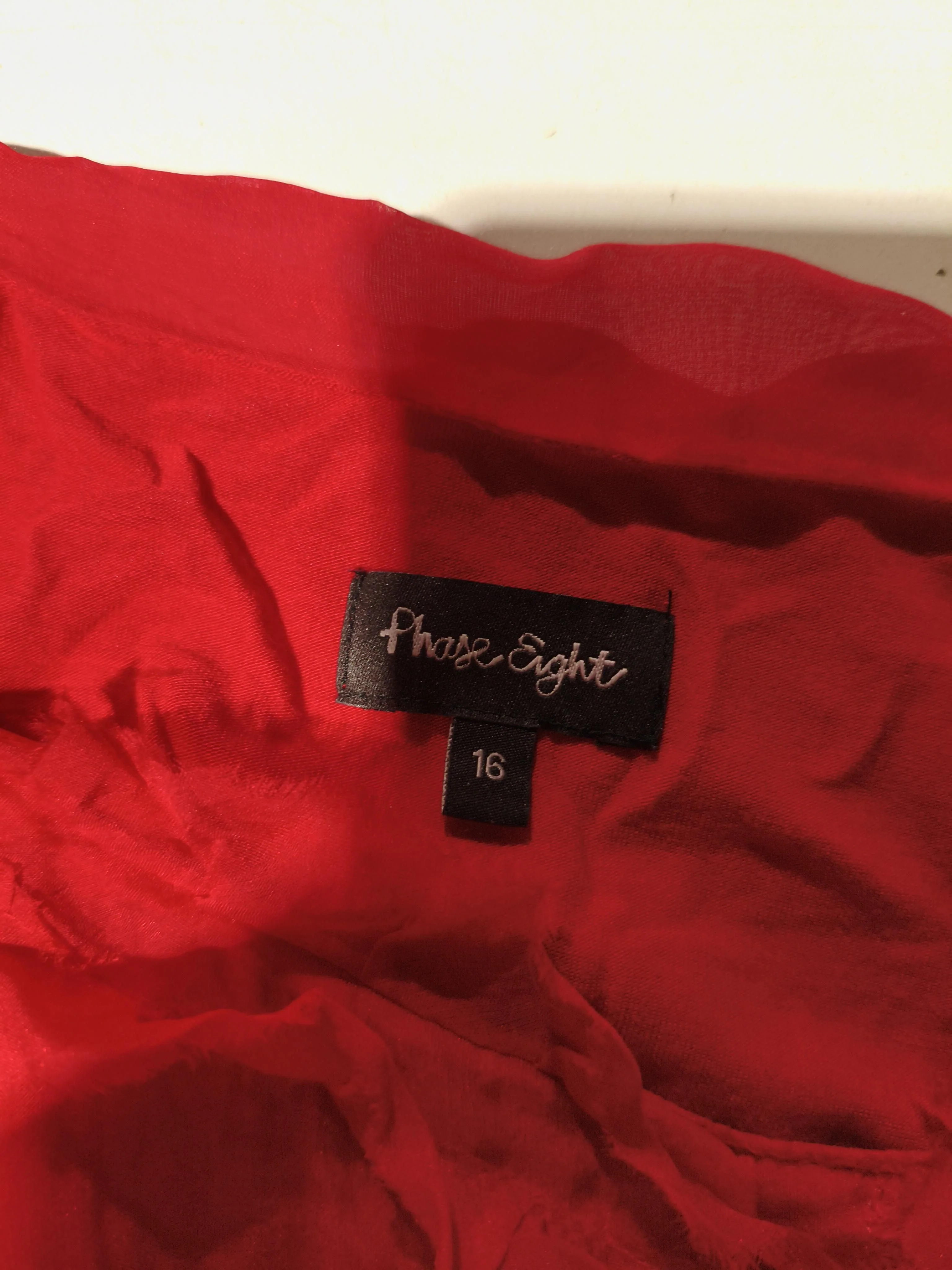 Phase Eight Women's Top UK 16 Red Silk with Viscose, Elastane Basic - Image 5