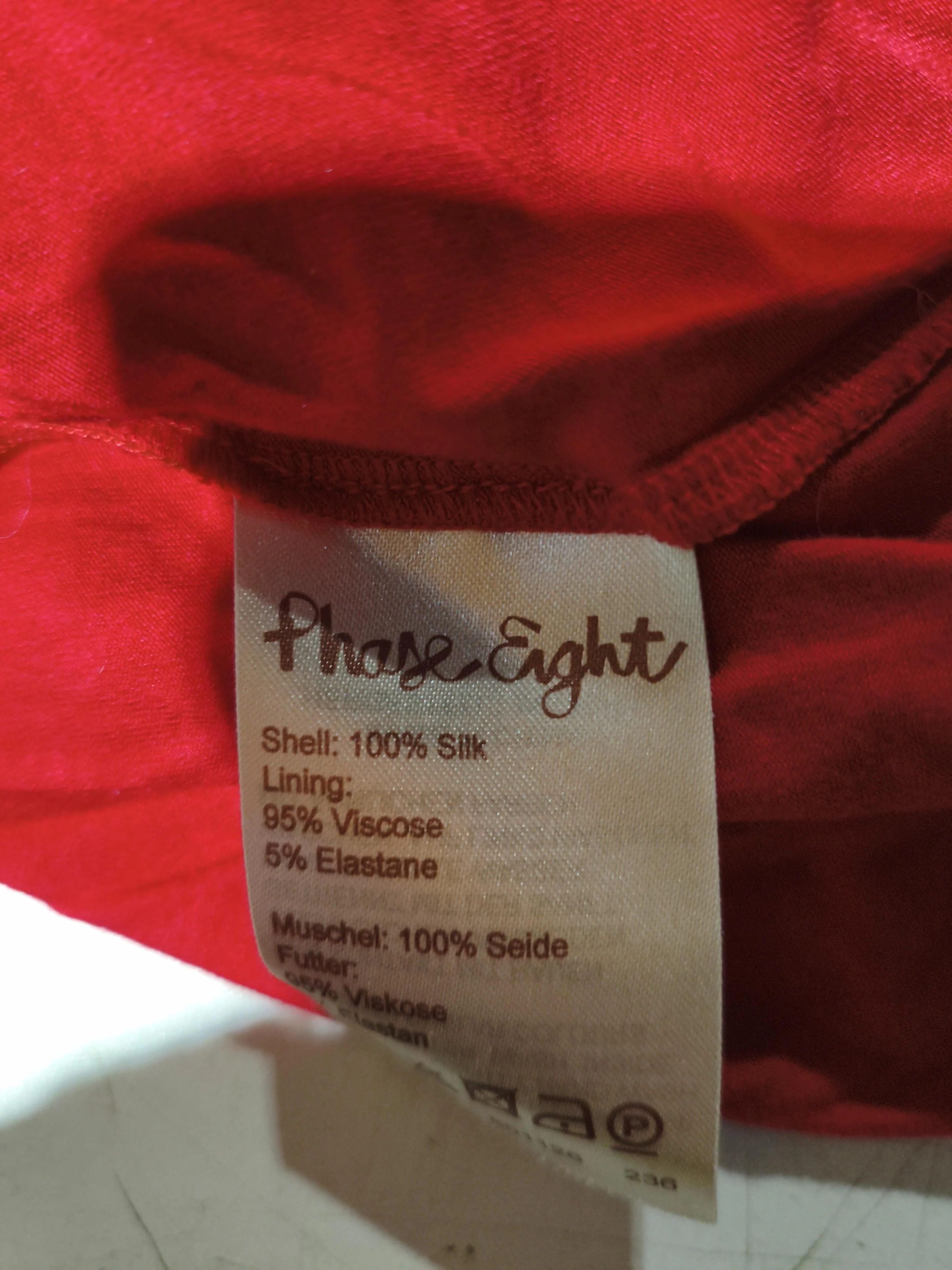 Phase Eight Women's Top UK 16 Red Silk with Viscose, Elastane Basic - Image 6