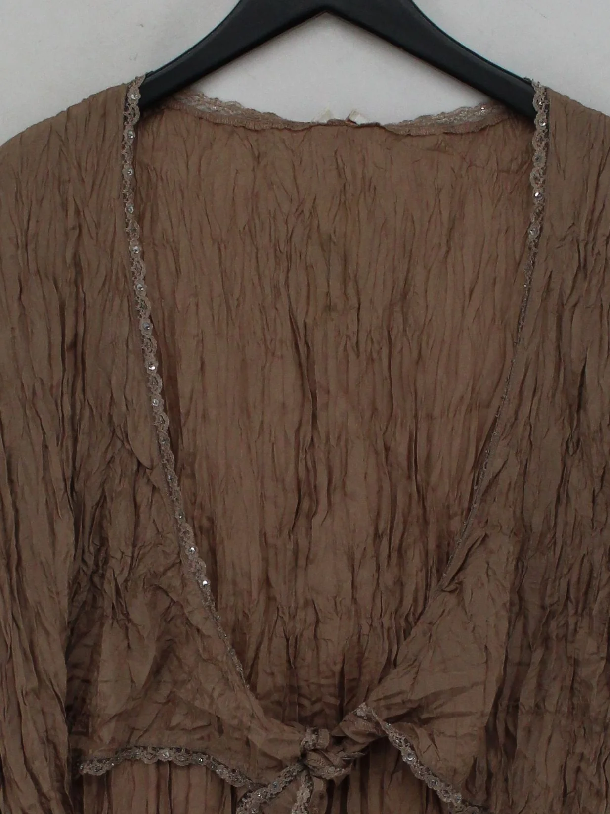 Phase Eight Women's Top UK 16 Tan 100% Silk Short Sleeve V-Neck Cropped - Image 3