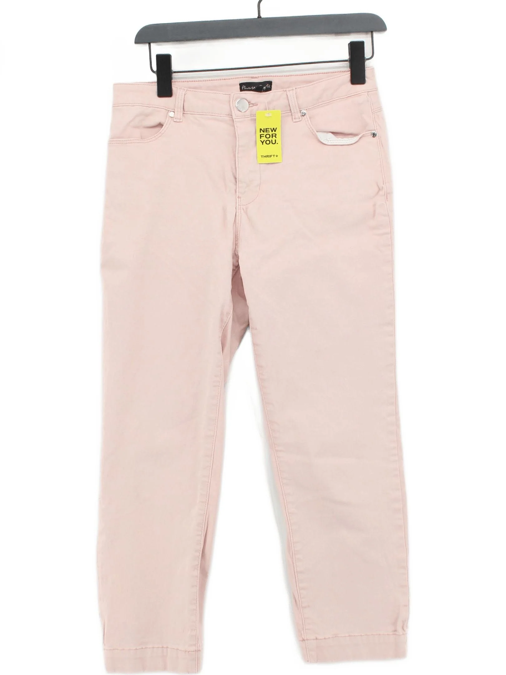 Phase Eight Women's Trousers UK 12 Pink Cotton with Elastane Straight Cropped