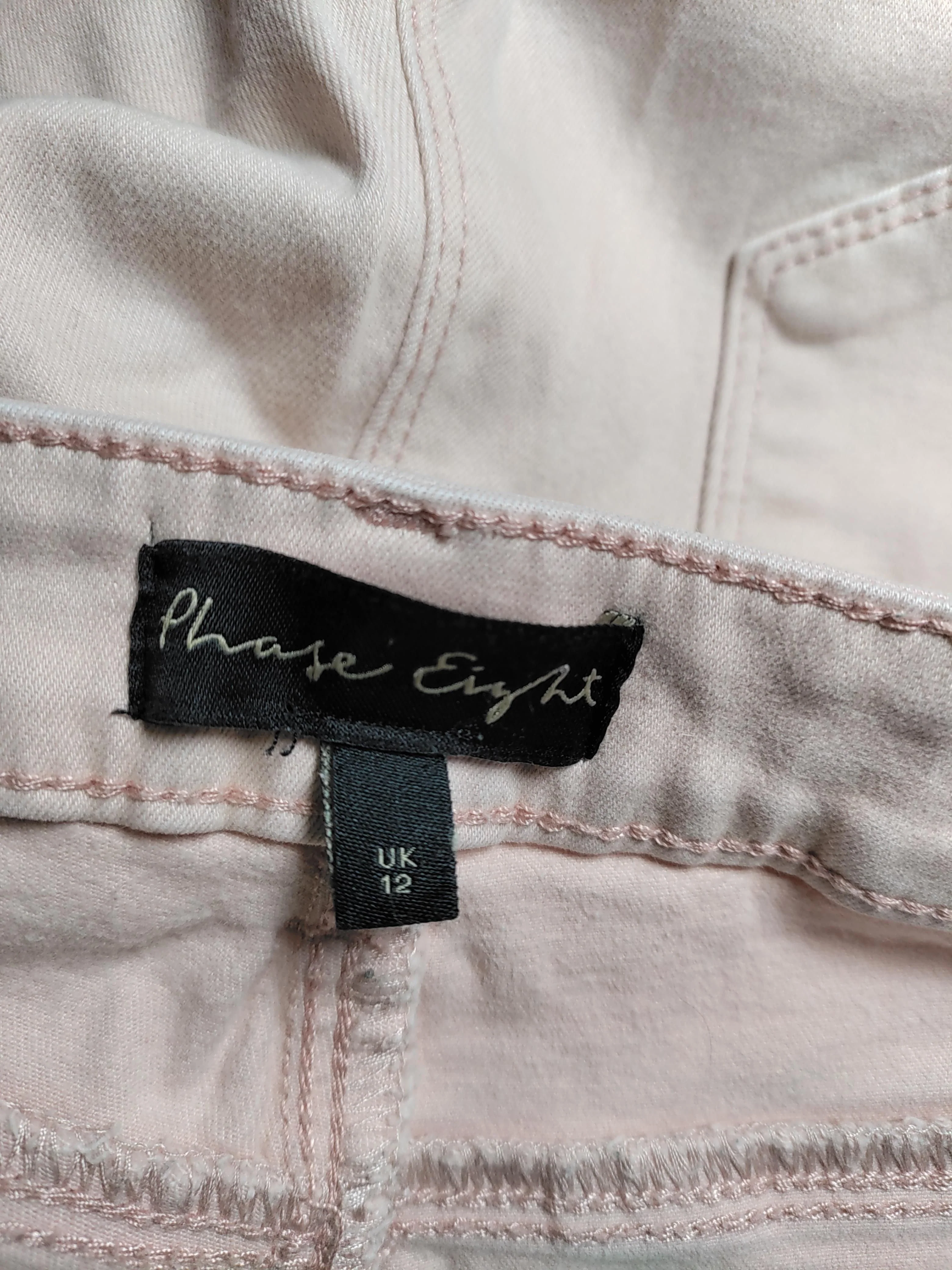 Phase Eight Women's Trousers UK 12 Pink Cotton with Elastane Straight Cropped - Image 5