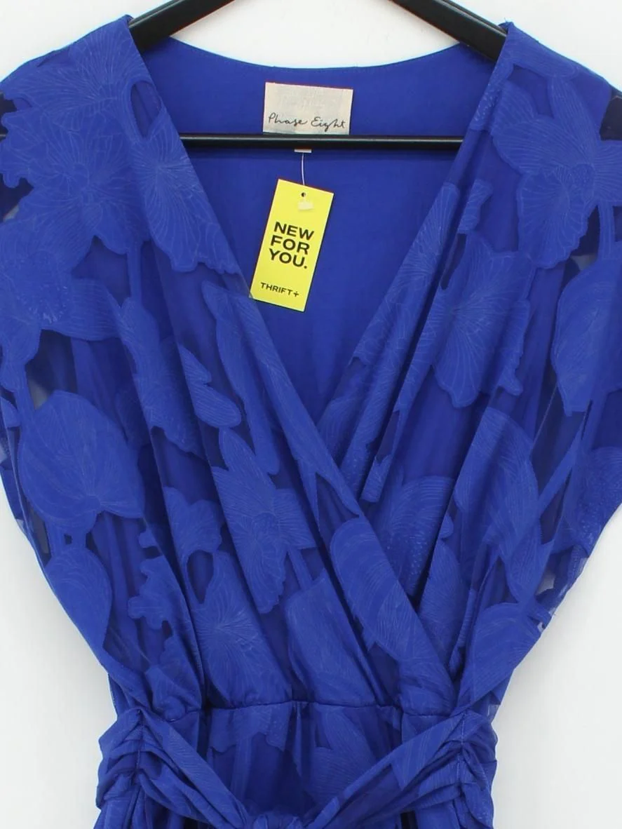 Phase Eight Wrap Midi Dress UK12 in Blue - Image 3