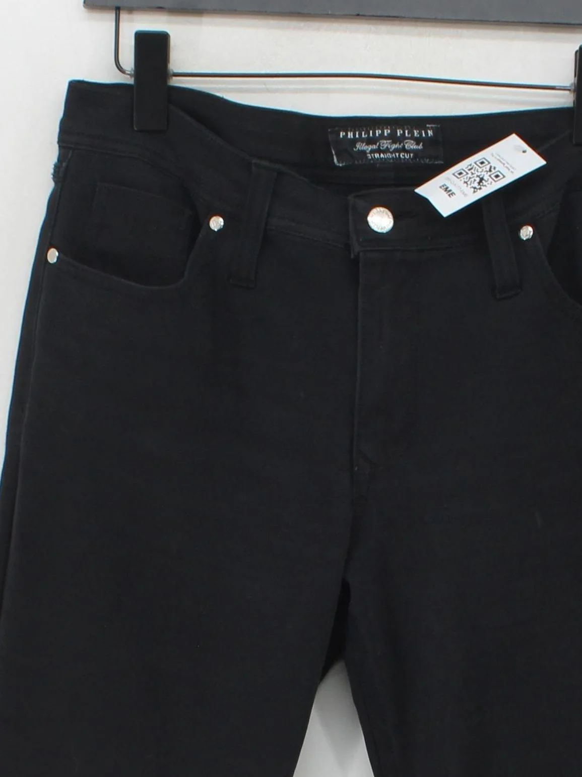 Philipp Plein Men's Trousers S Black Cotton with Elastane Straight Chino - Image 3