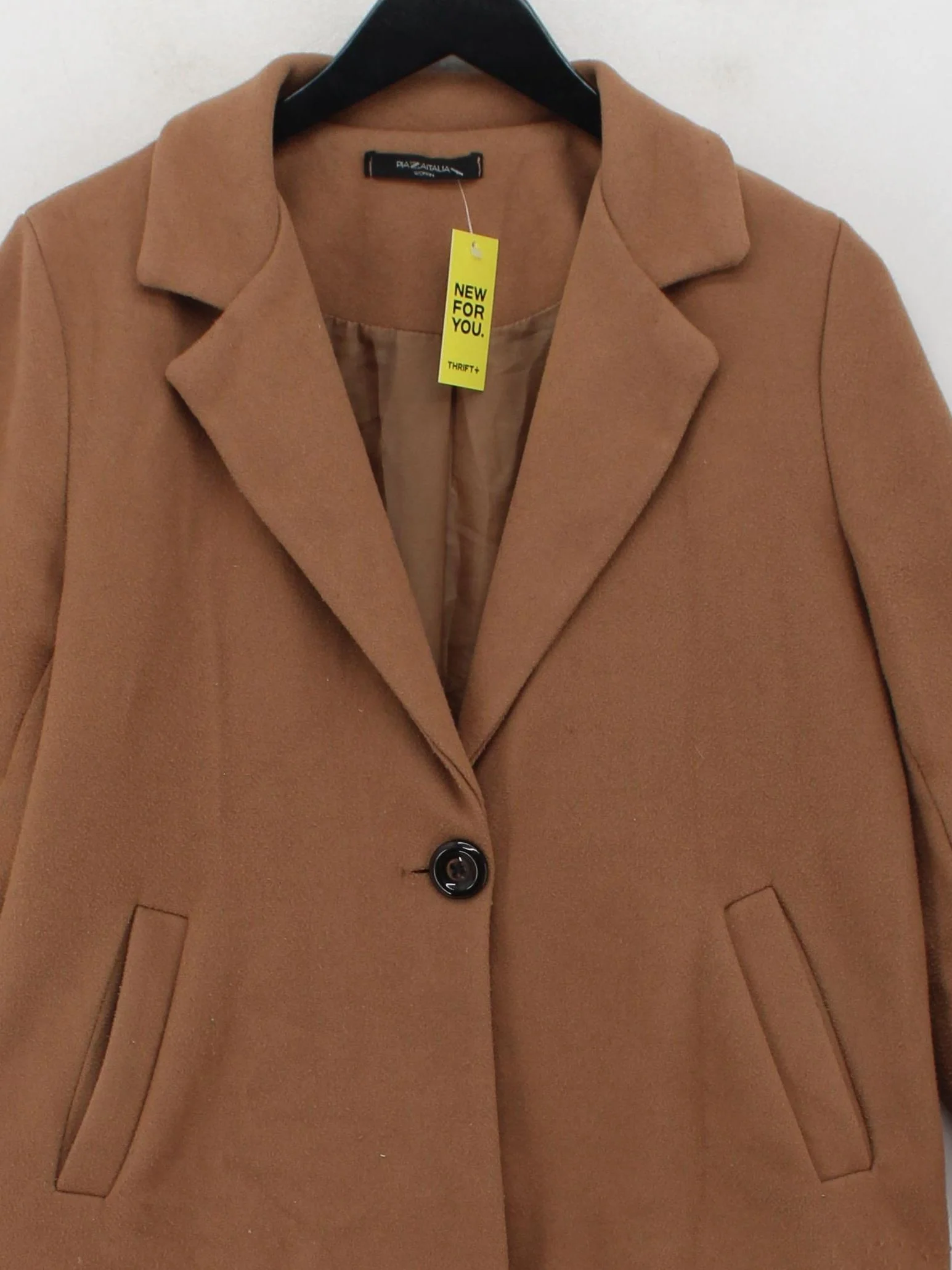 Piazza Italia Women's Coat Chest: 40 in Tan 100% Polyester Overcoat - Image 3