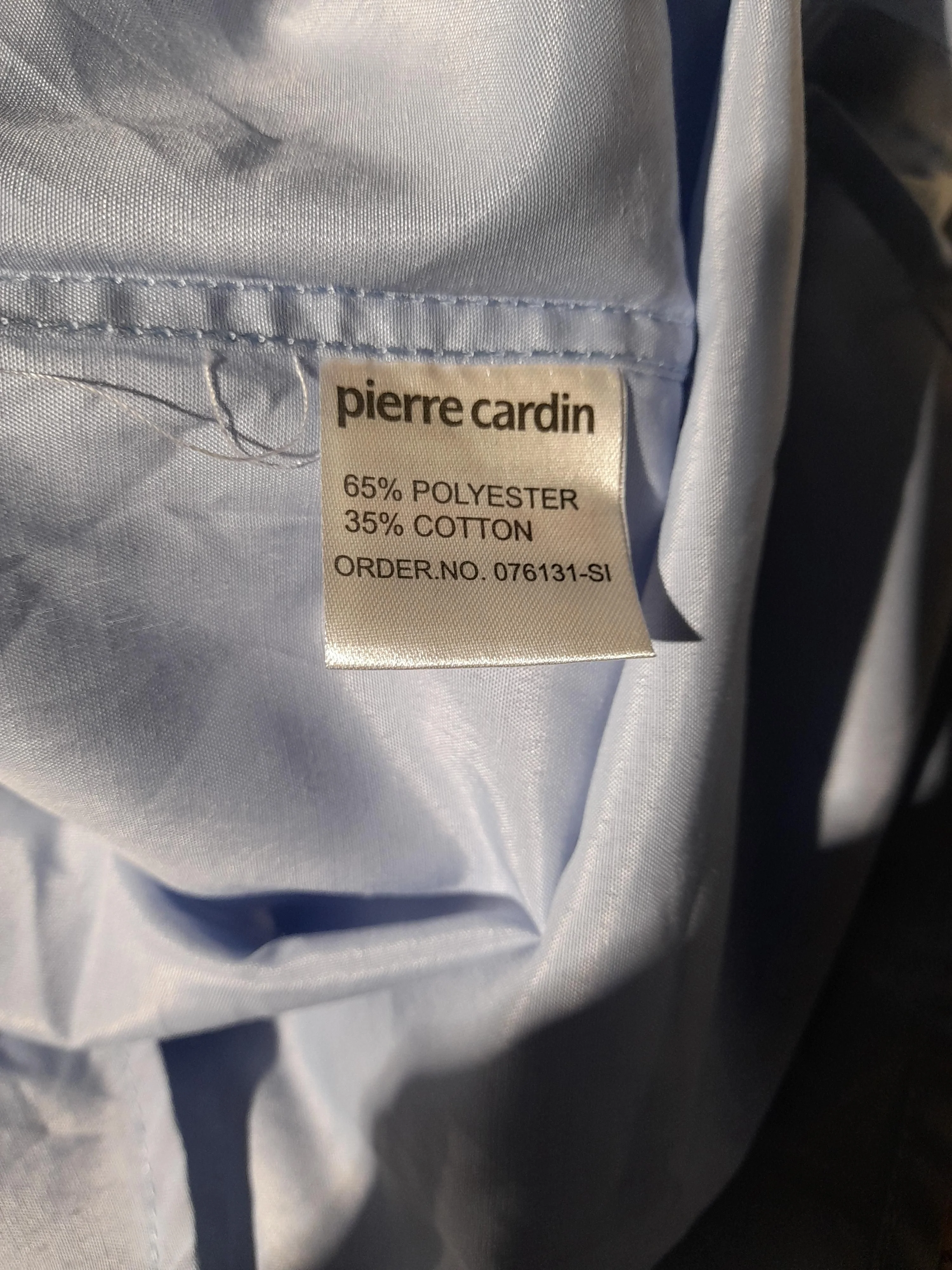 Pierre Cardin Men's Shirt M Blue Polyester with Cotton Basic - Image 6