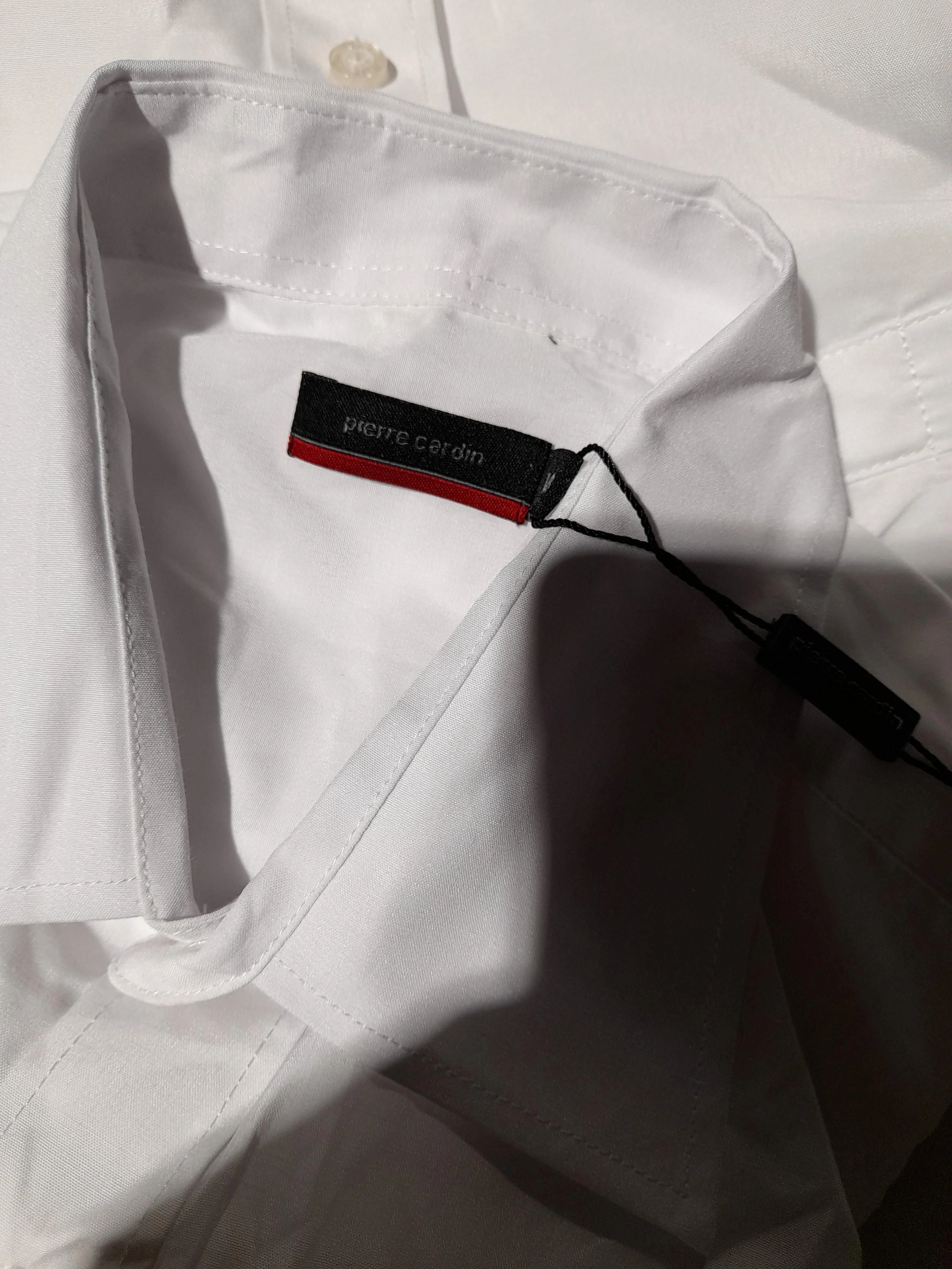 Pierre Cardin Men's Shirt M White Polyester with Cotton Basic - Image 5