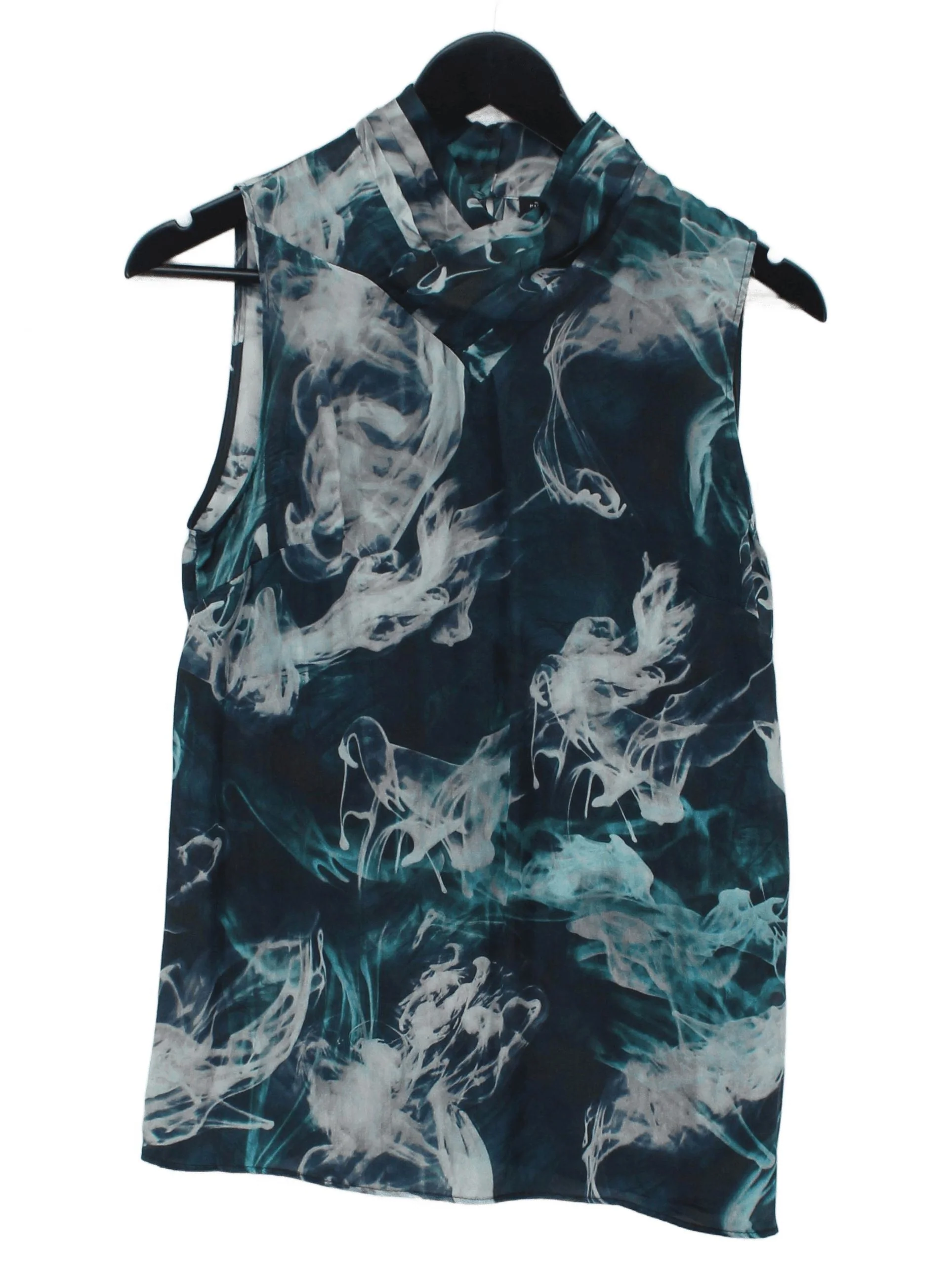 Pietro Filipi Women's Top UK 12 Multi 100% Silk Sleeveless High Neck Basic