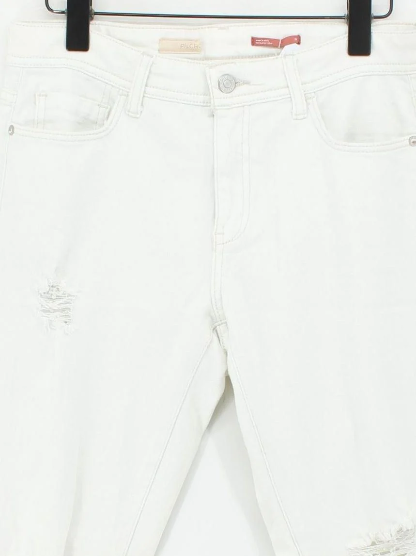 Pilcro Women's Jeans W 28 in Cream Cotton with Polyester, Elastane Straight - Image 3