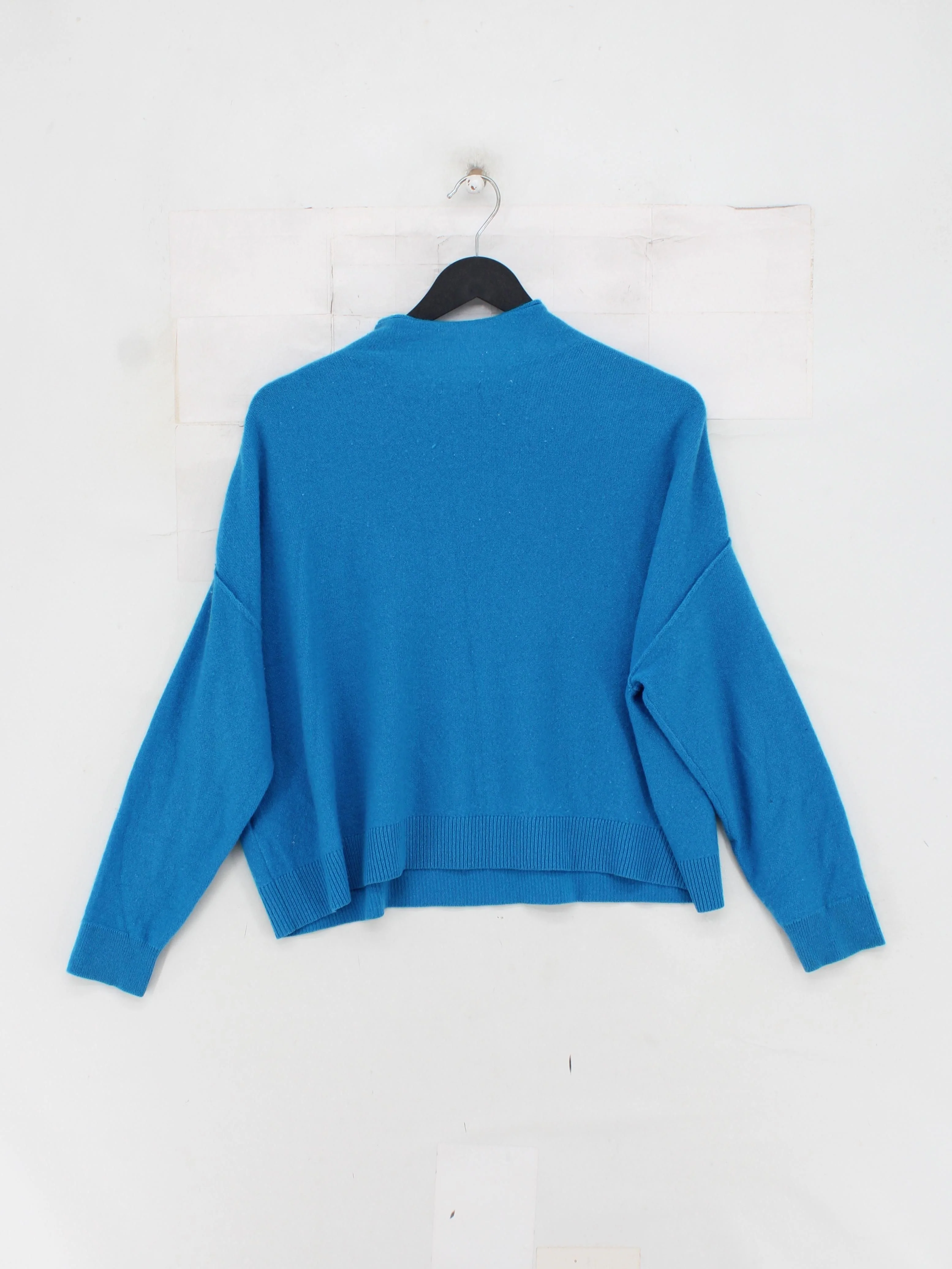 Pilcro Women's Jumper S Blue 100% Cashmere Mock Neck Pullover - Image 2