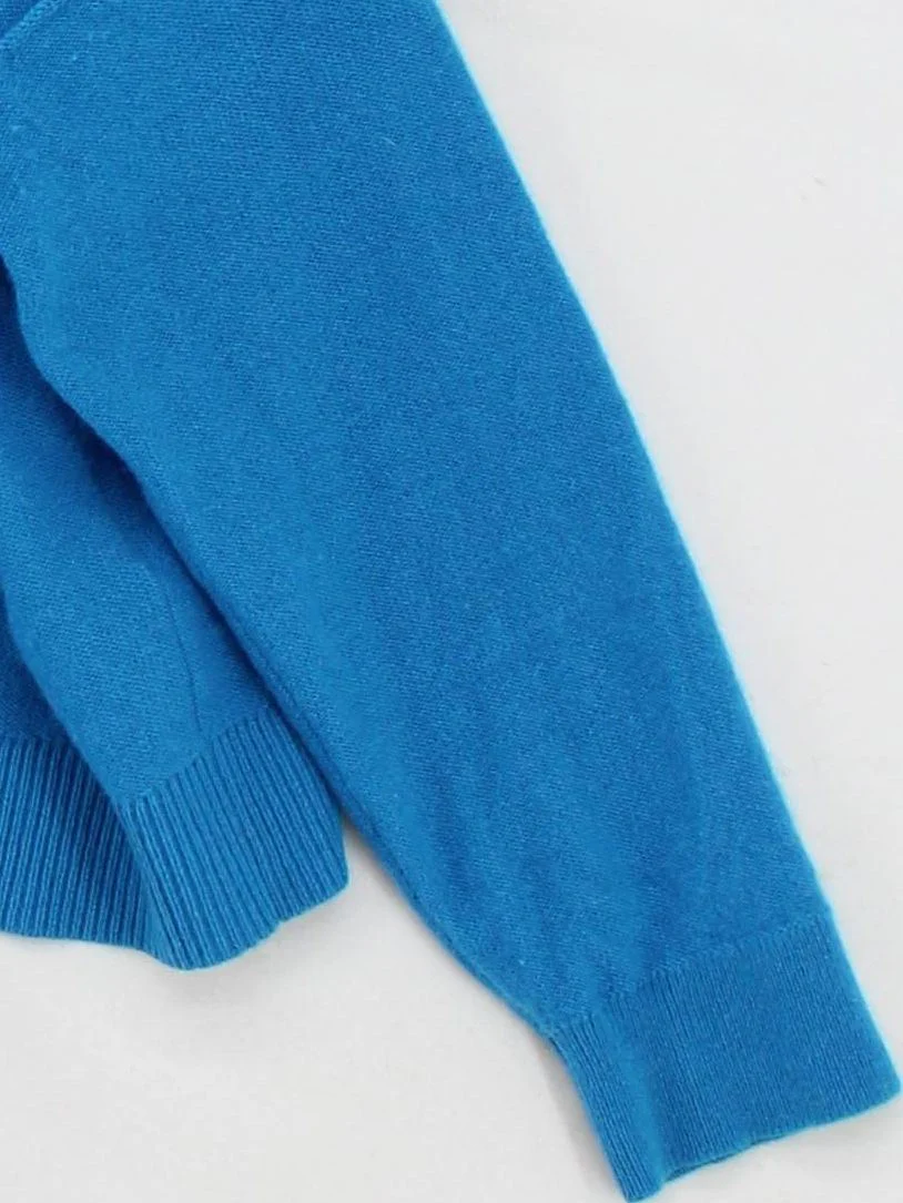Pilcro Women's Jumper S Blue 100% Cashmere Mock Neck Pullover - Image 4