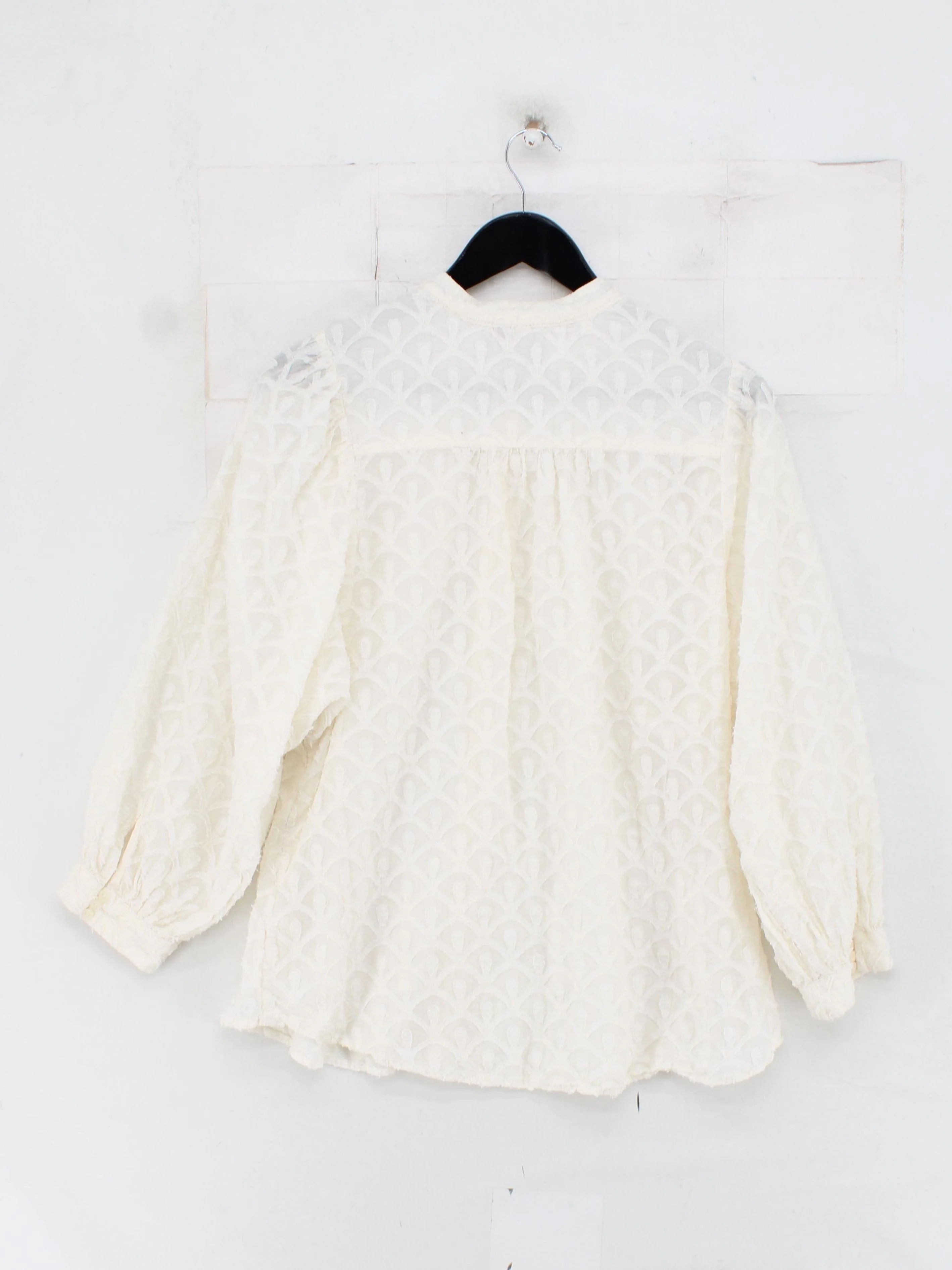 Pilcro Women's Shirt S Cream Cotton with Polyester 3/4 Sleeve Collared Basic - Image 2