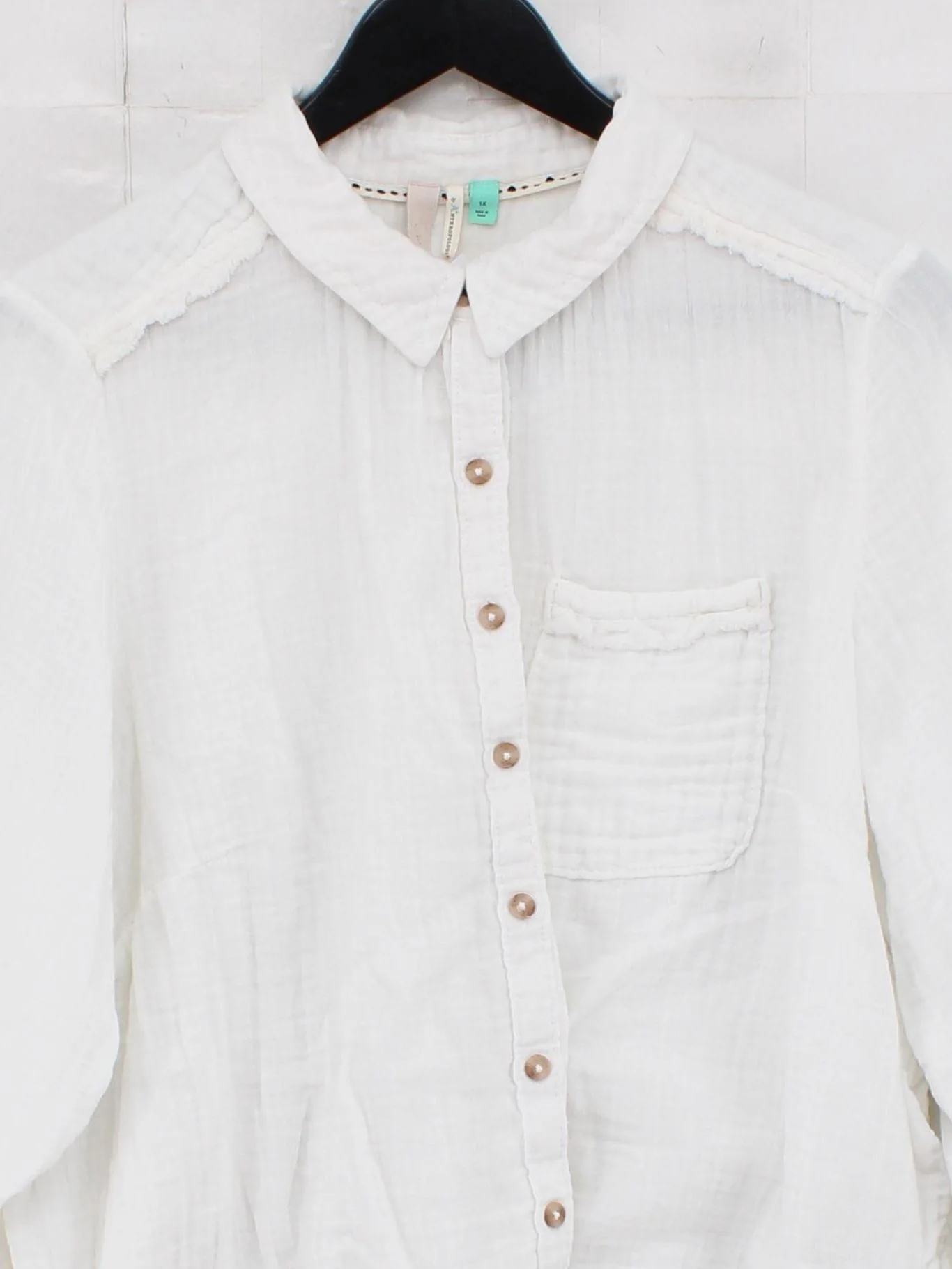 Pilcro Women's Shirt XL White 100% Cotton Long Sleeve Collared Basic - Image 3