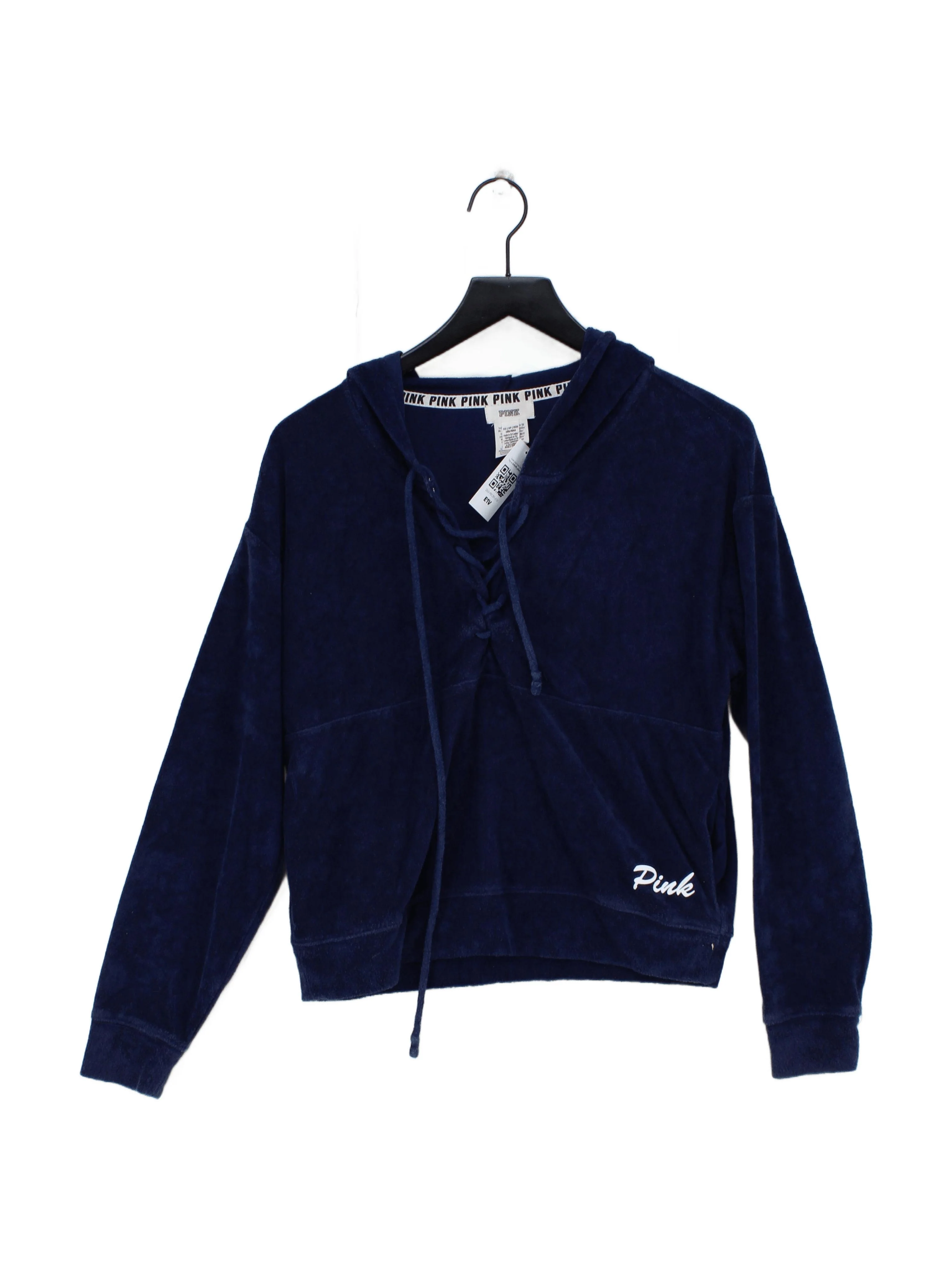 PINK Women's Hoodie XS Blue Cotton with Polyester Pullover