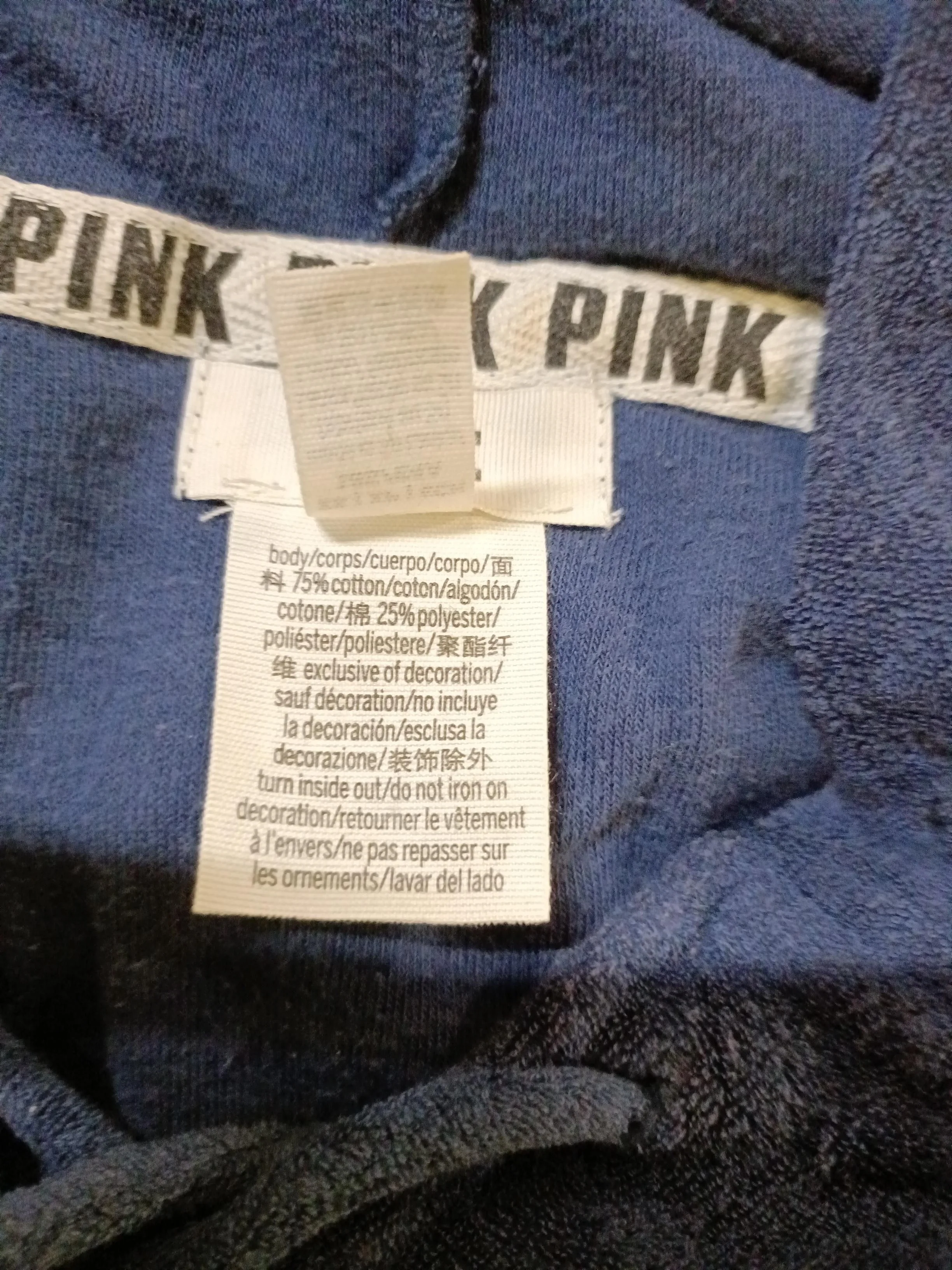 PINK Women's Hoodie XS Blue Cotton with Polyester Pullover - Image 7