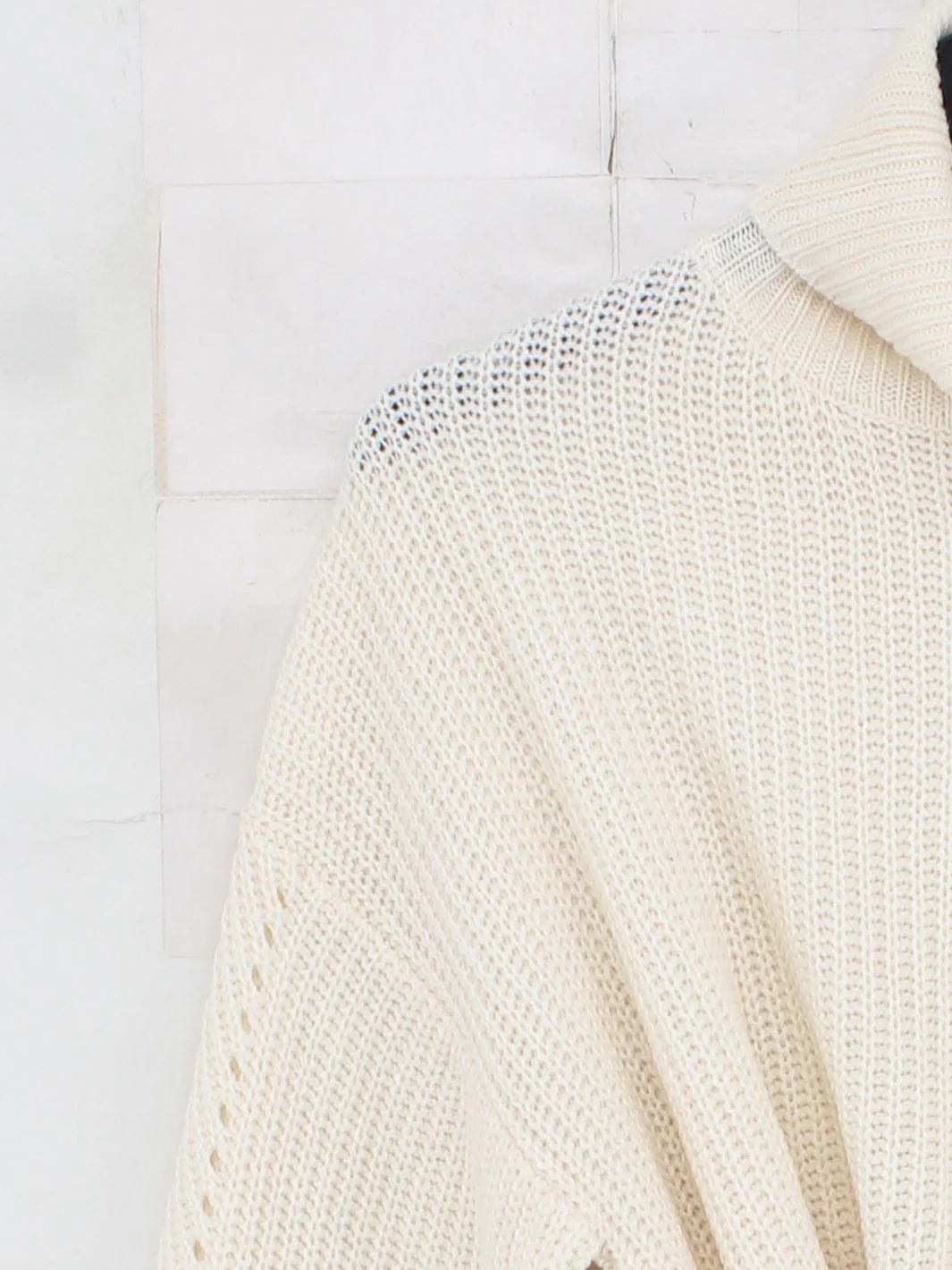 PINK Women's Jumper S Cream 100% Acrylic Roll Neck Pullover - Image 4