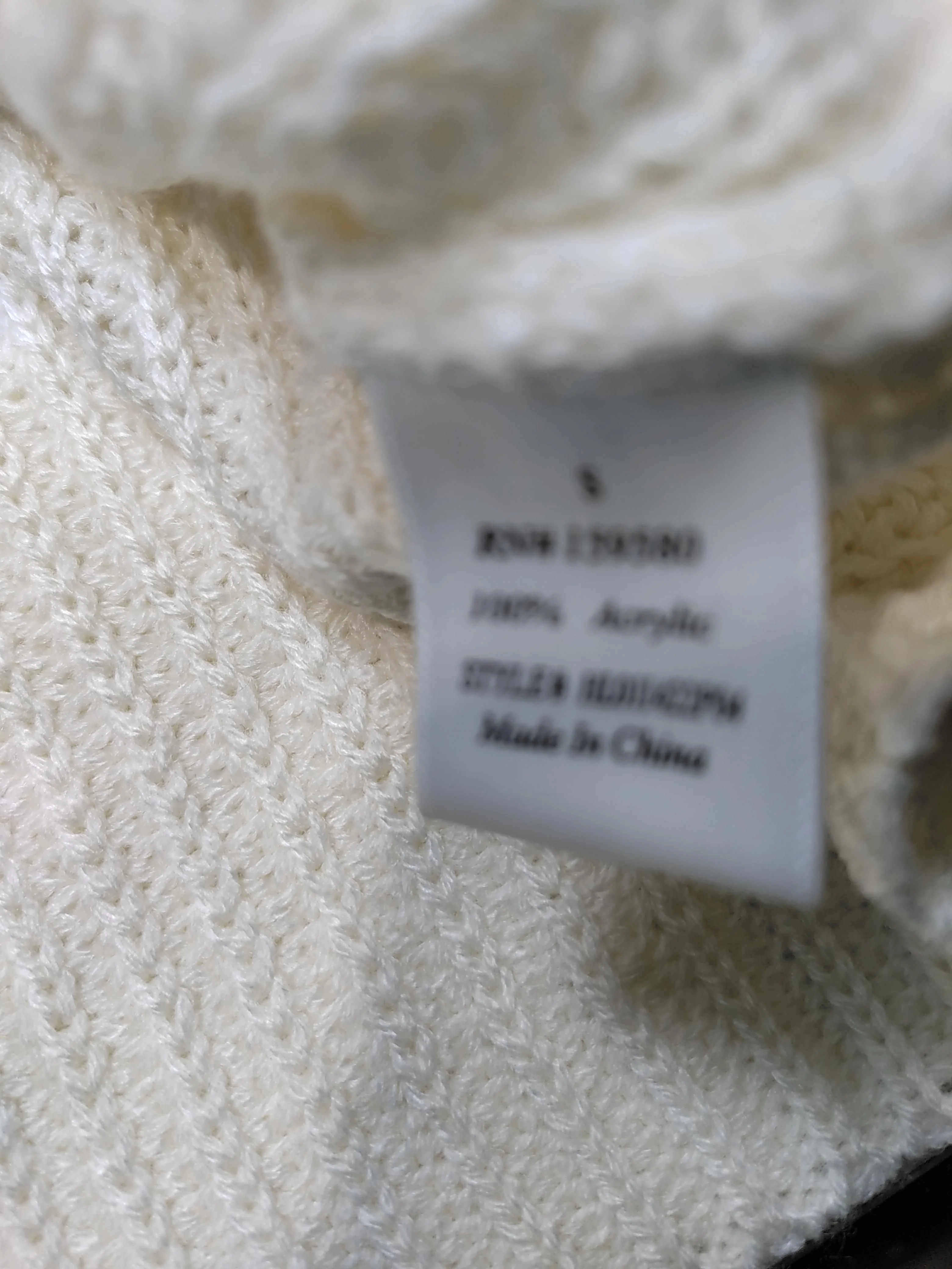 PINK Women's Jumper S Cream 100% Acrylic Roll Neck Pullover - Image 6