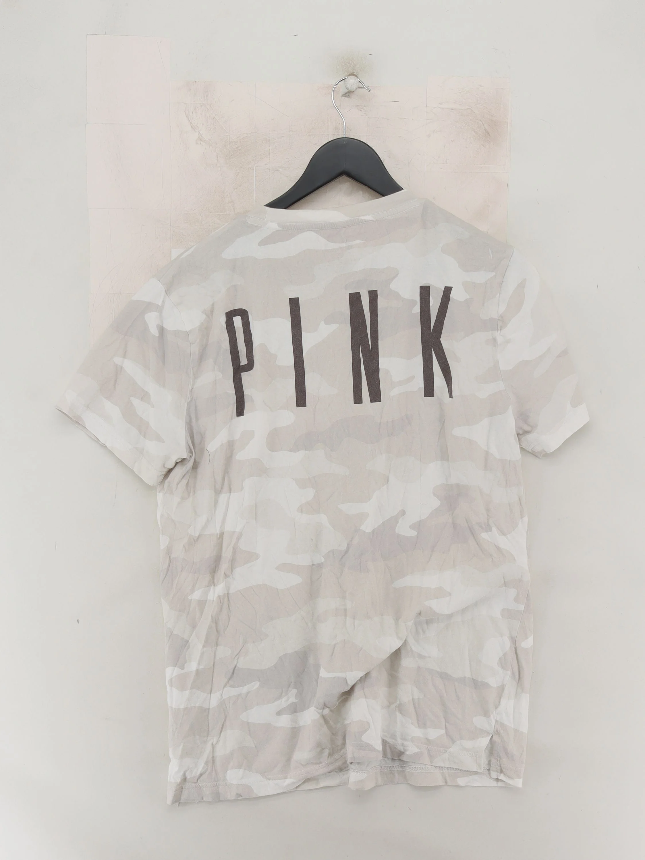 PINK Women's T-Shirt L White Camo 100% Cotton Short Sleeve Round Neck Basic - Image 2