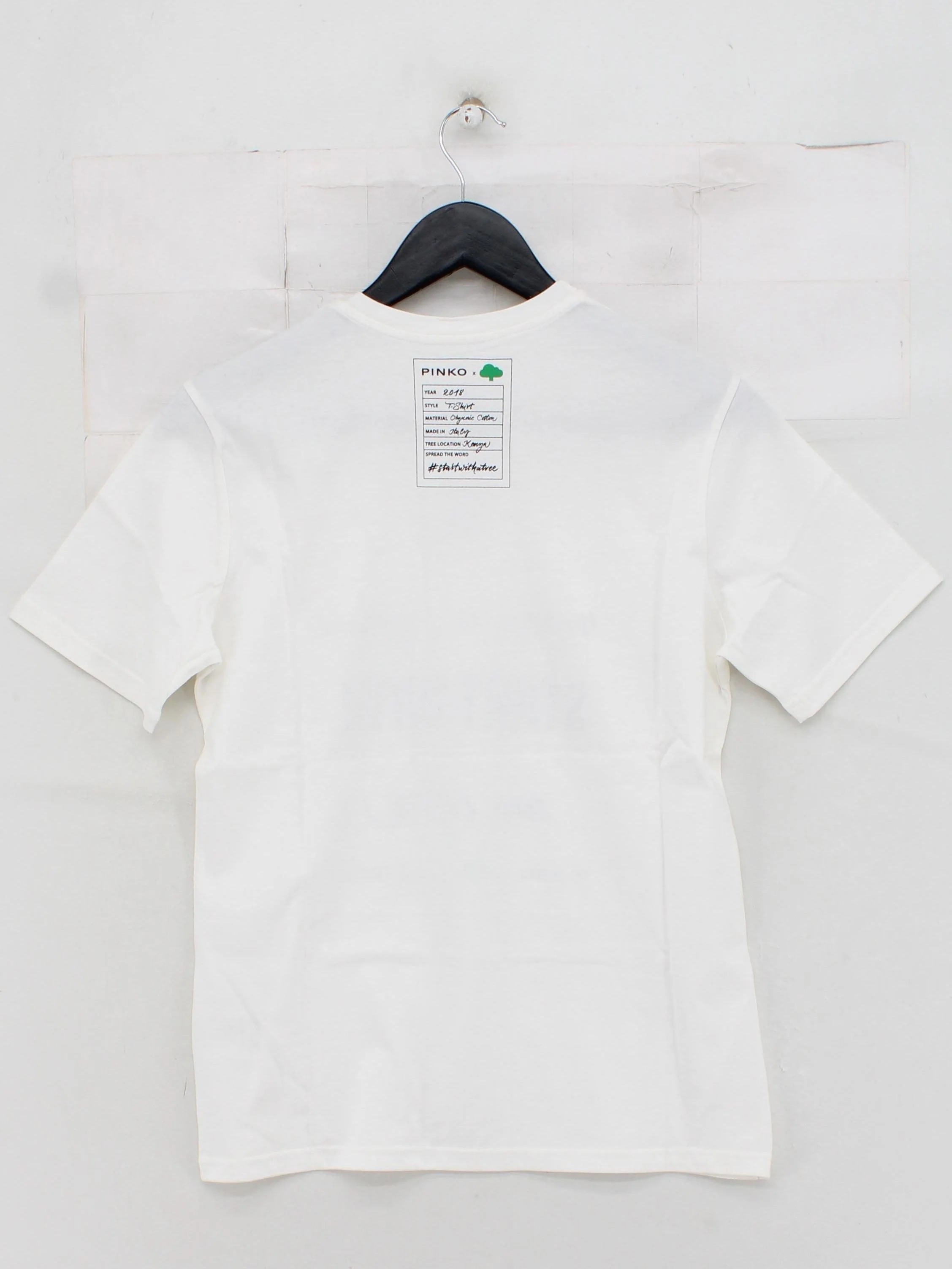 Pinko Men's T-Shirt S White Graphic 100% Cotton Basic - Image 2