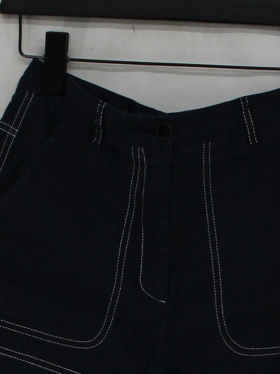 Pinko Women's Shorts UK 6 Blue Linen with Cotton Cargo - Image 3
