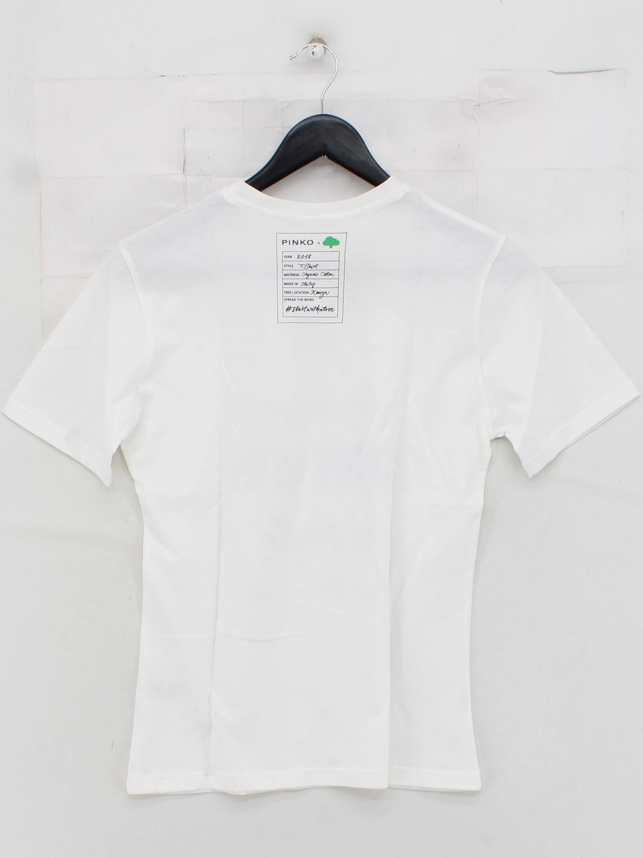 Pinko Women's T-Shirt XS White Graphic 100% Cotton Short Sleeve Round Neck Basic - Image 2