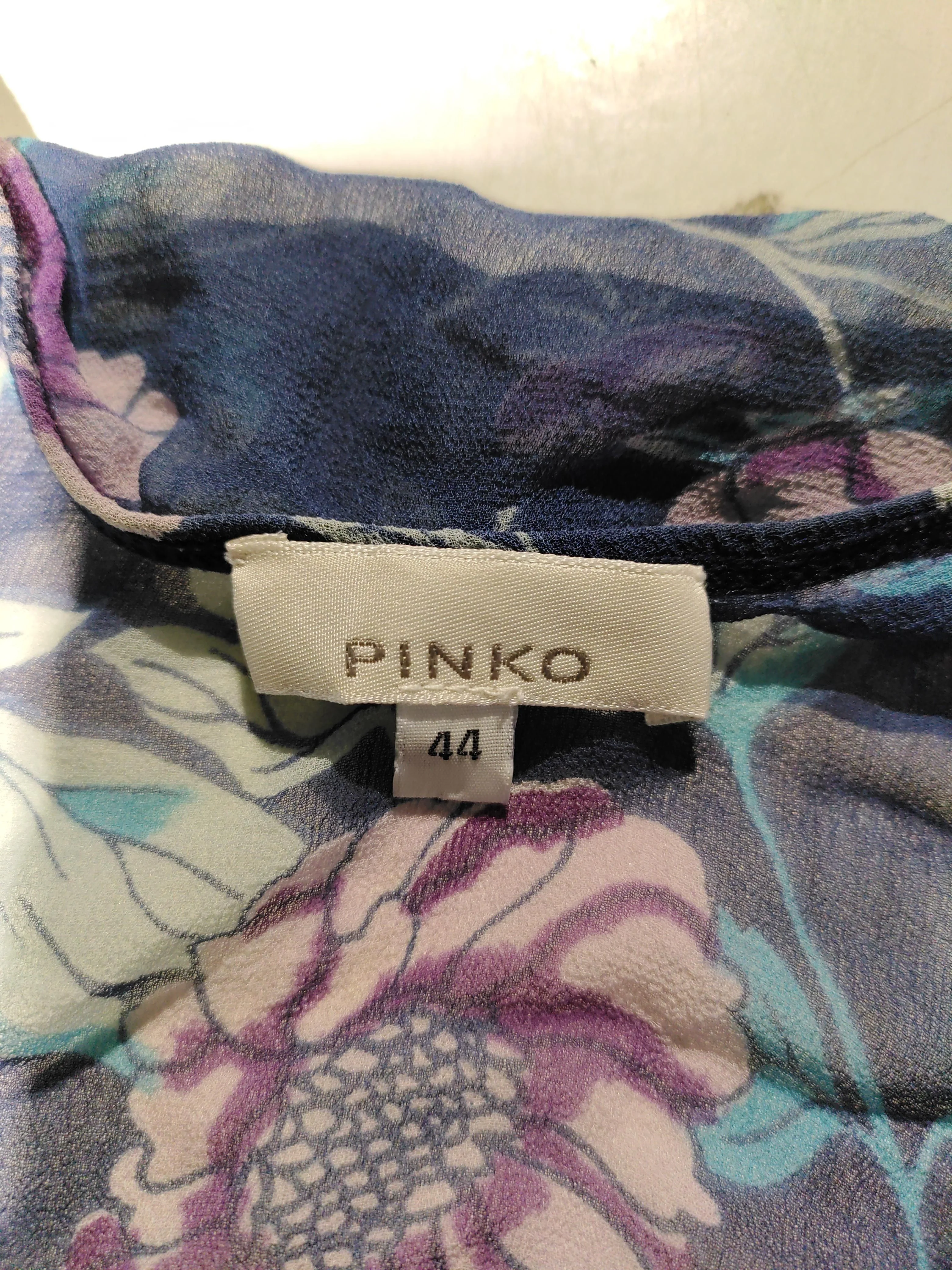 Pinko Women's Top M Multi Floral 100% Silk Sleeveless Square Neck Basic - Image 5