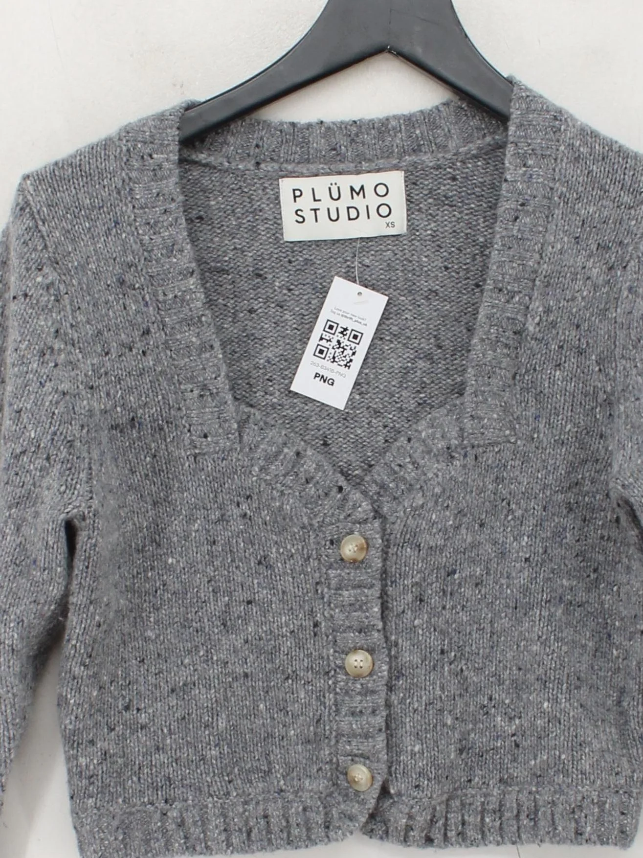 PLUMO STUDIO Women's Cardigan XS Grey Wool with Nylon, Other V-Neck Cardigan - Image 3
