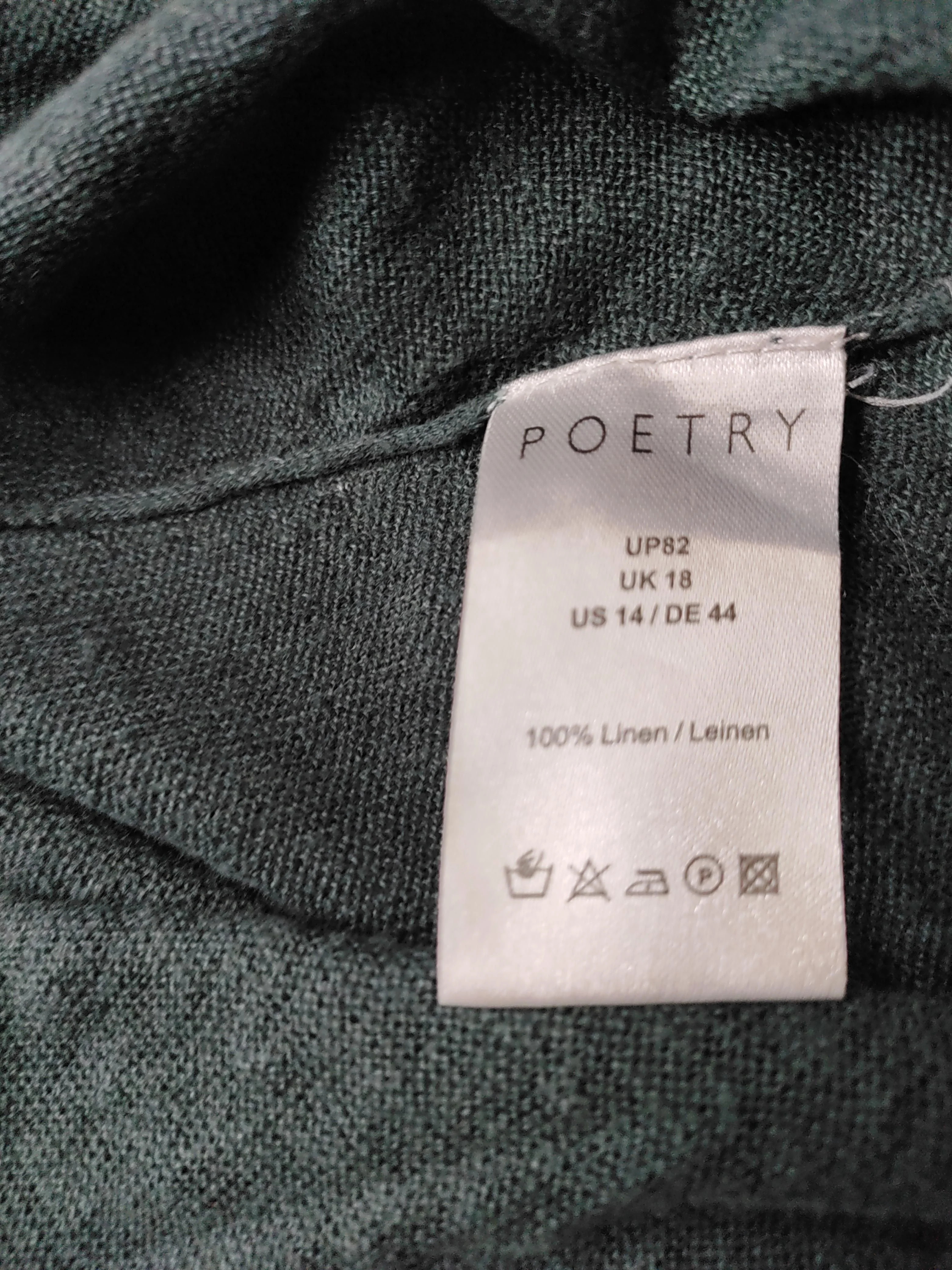Poetry Women's Cardigan UK 18 Green 100% Linen V-Neck Cardigan - Image 6