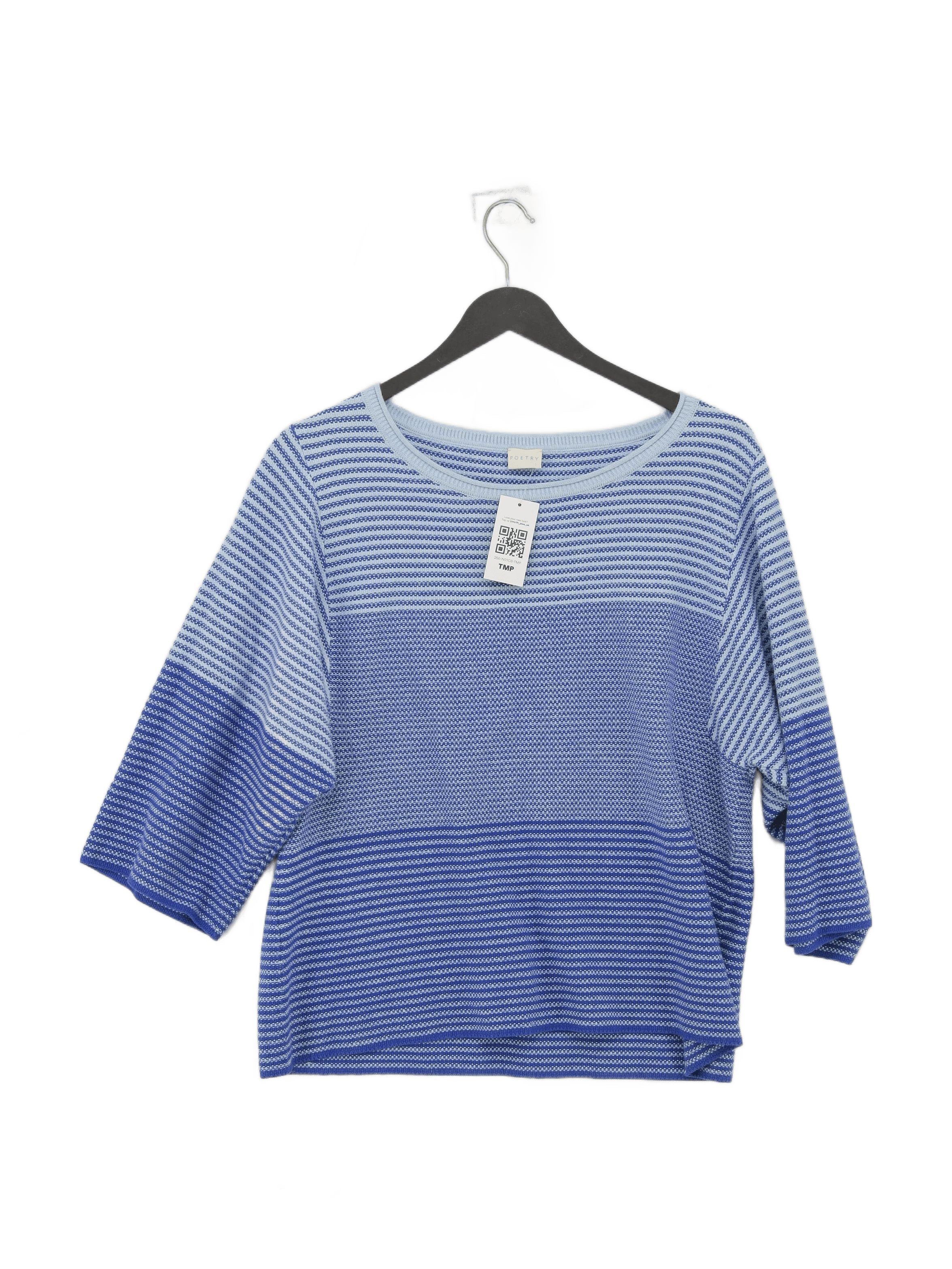 Poetry Women's Jumper S Blue Striped 100% Cotton Crew Neck Pullover