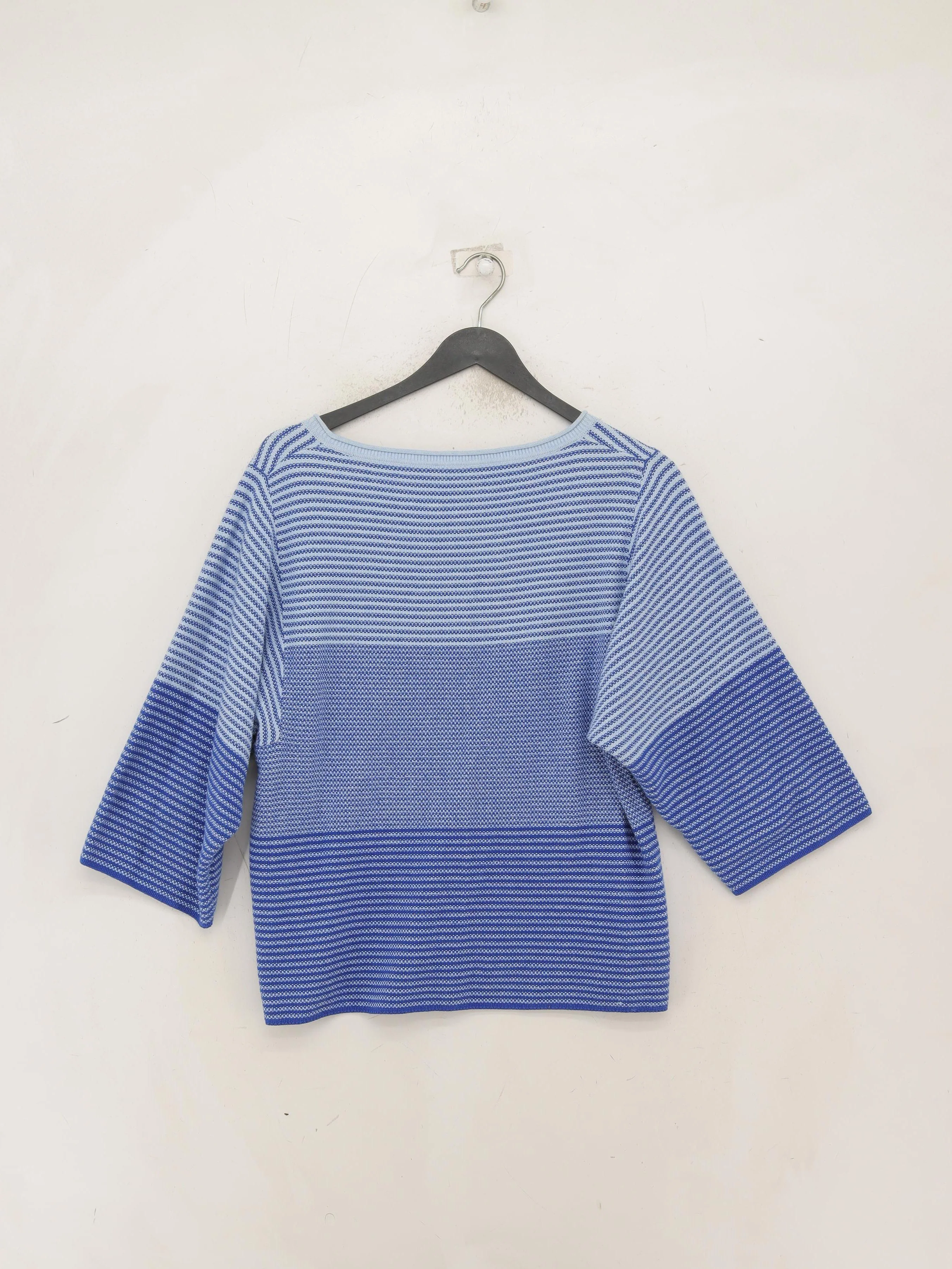 Poetry Women's Jumper S Blue Striped 100% Cotton Crew Neck Pullover - Image 2