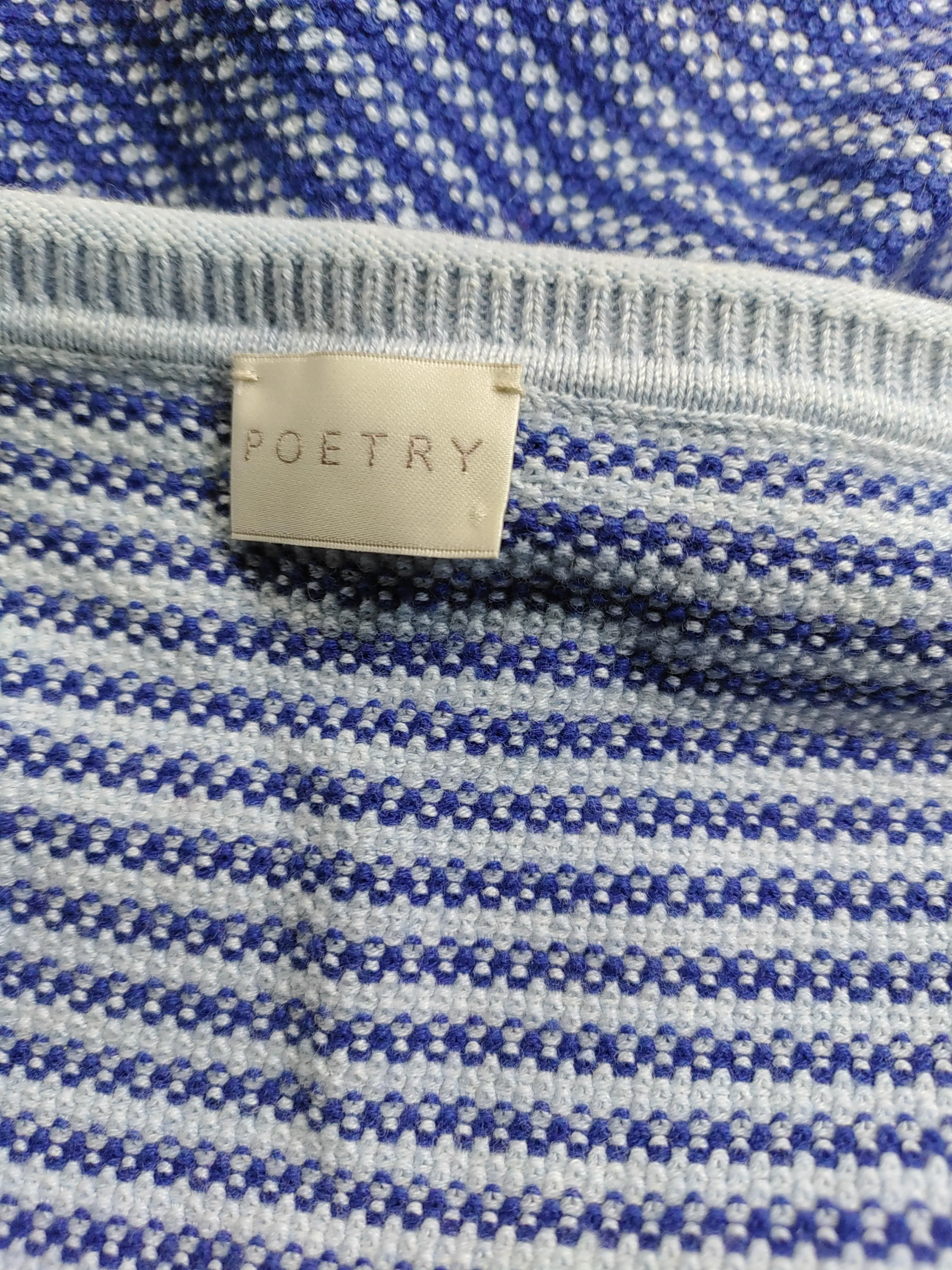 Poetry Women's Jumper S Blue Striped 100% Cotton Crew Neck Pullover - Image 5