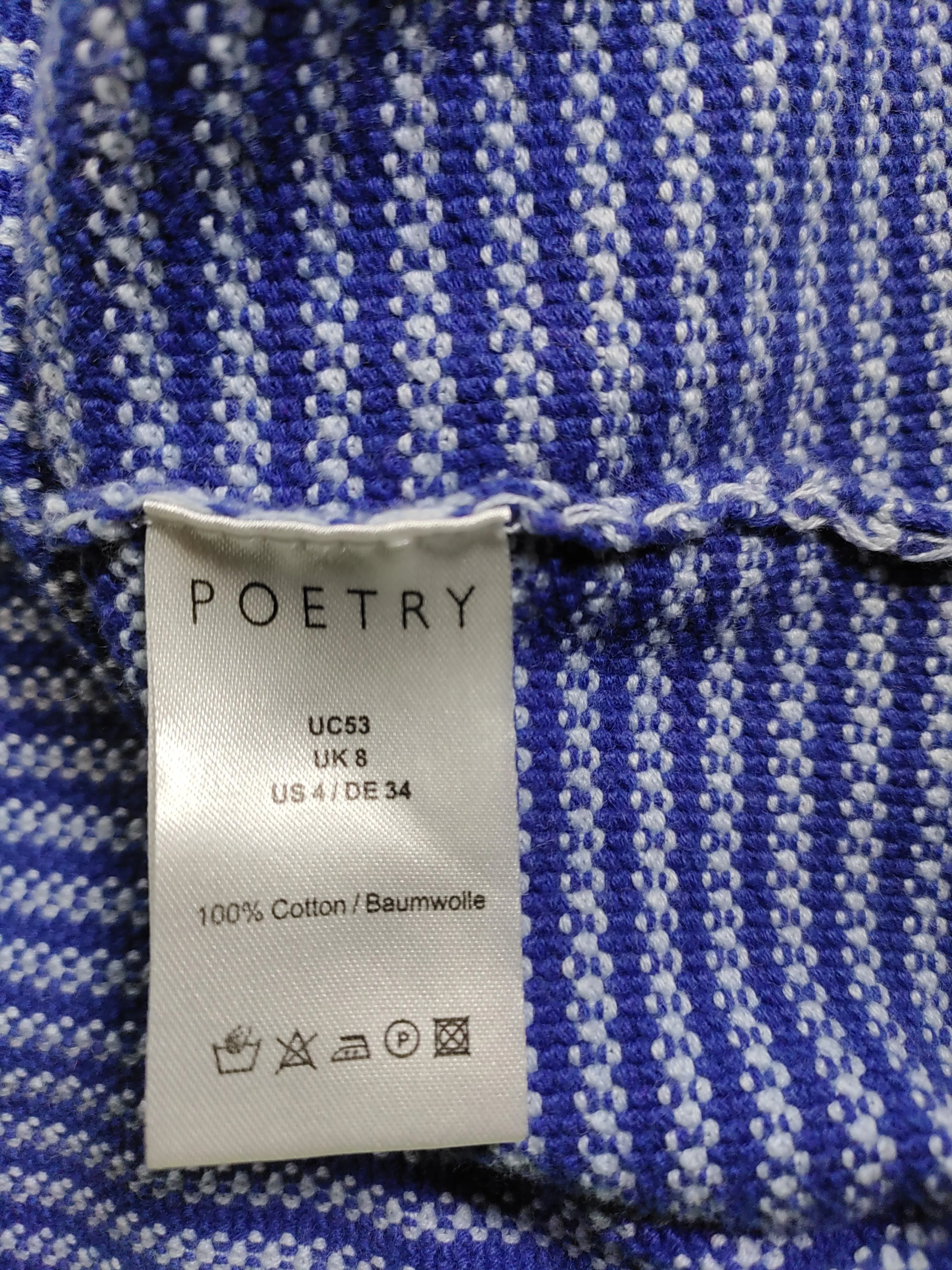 Poetry Women's Jumper S Blue Striped 100% Cotton Crew Neck Pullover - Image 6