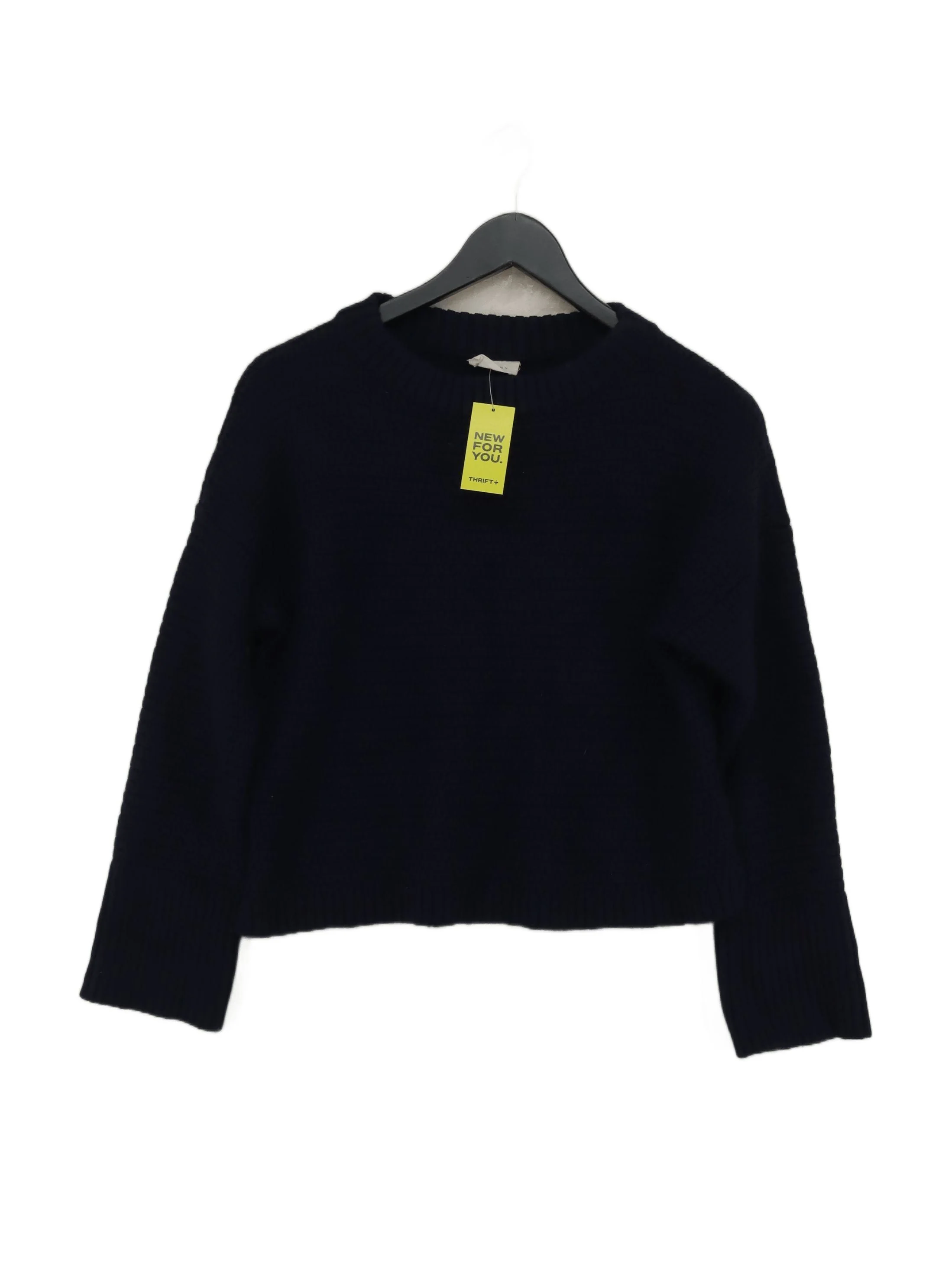 Poetry Women's Jumper UK 12 Blue 100% Wool Crew Neck Pullover
