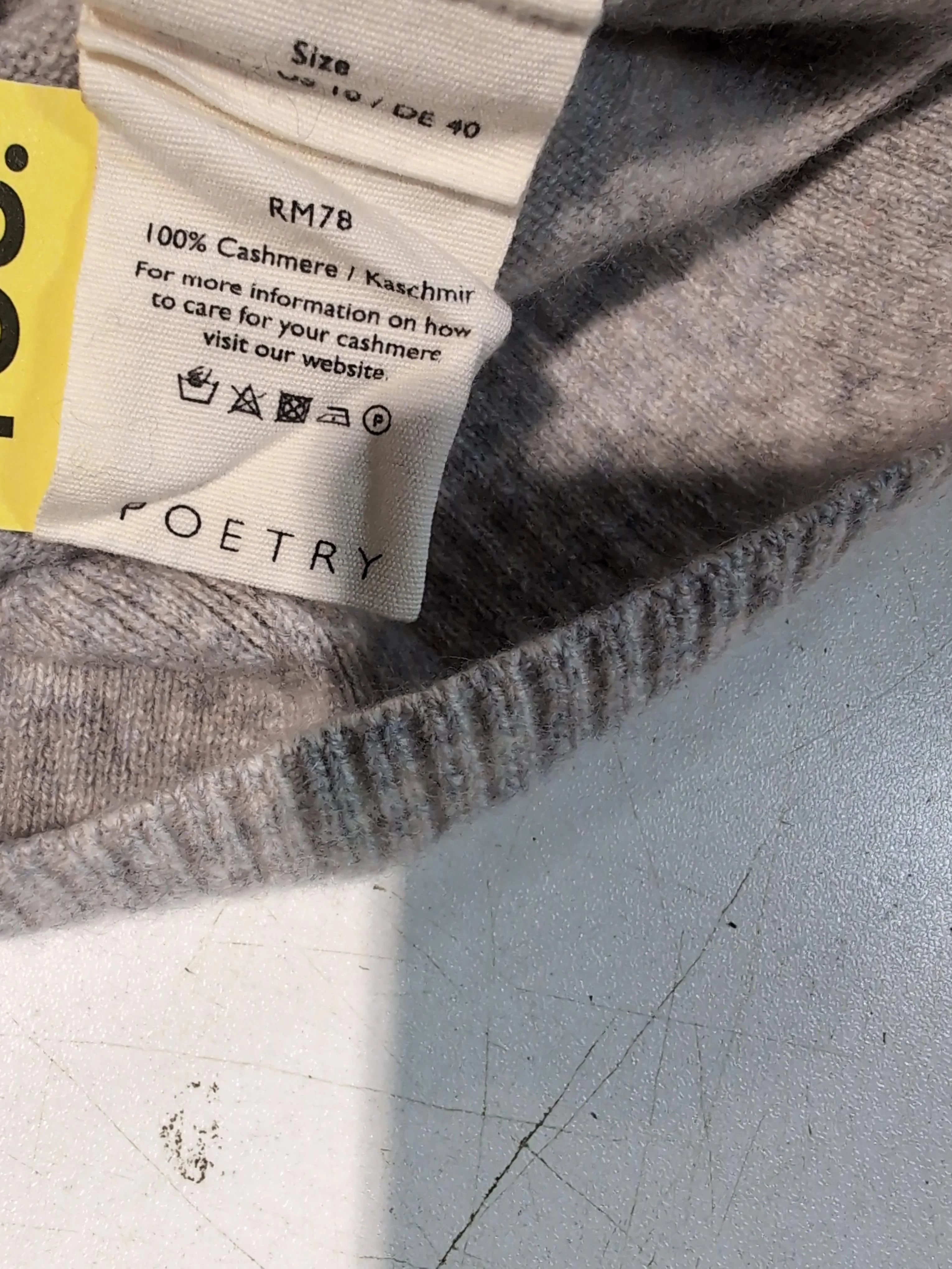 Poetry Women's Jumper UK 12 Grey 100% Cashmere Crew Neck Pullover - Image 6