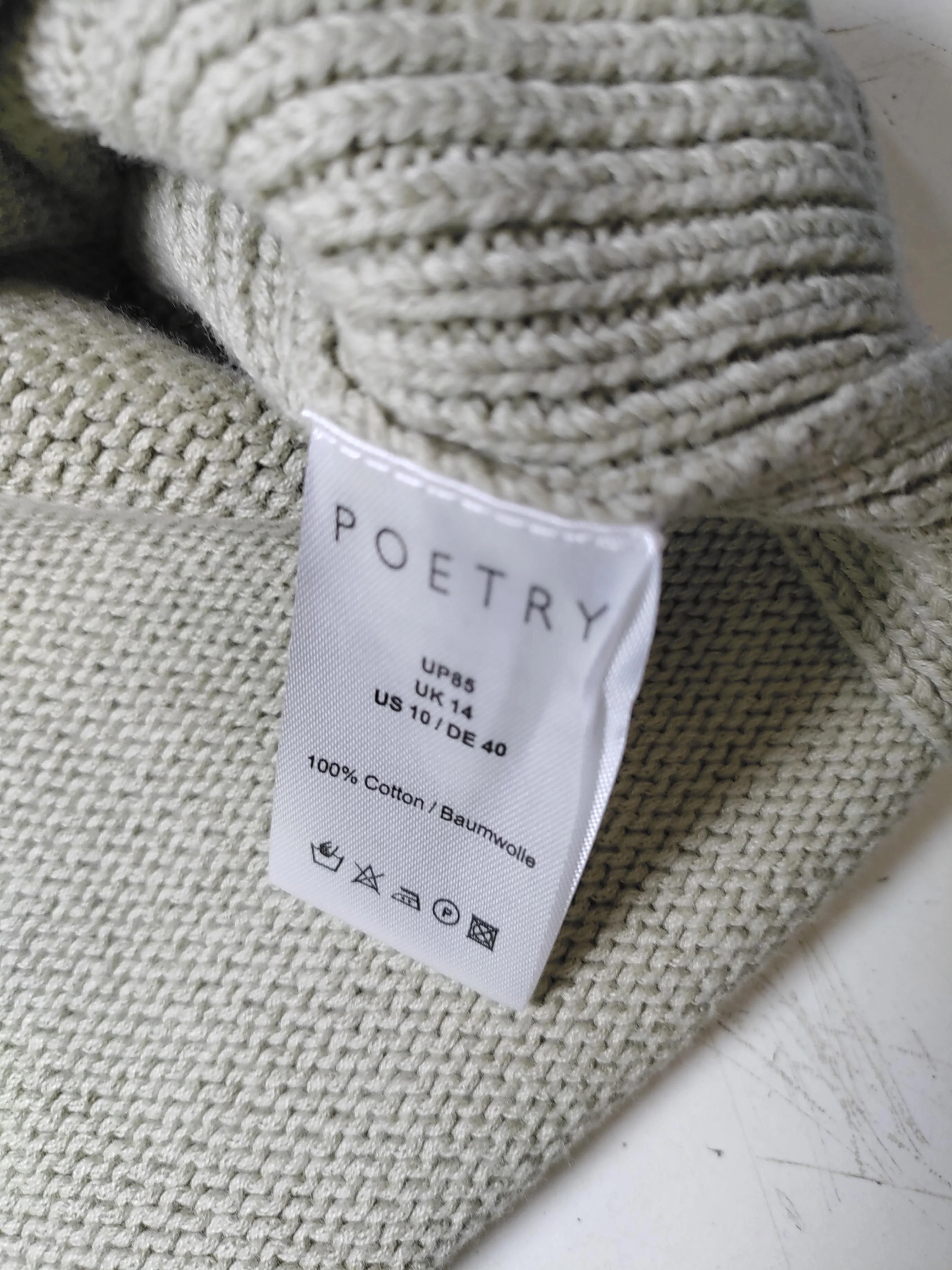 Poetry Women's Jumper UK 14 Green 100% Cotton V-Neck Vest - Image 6