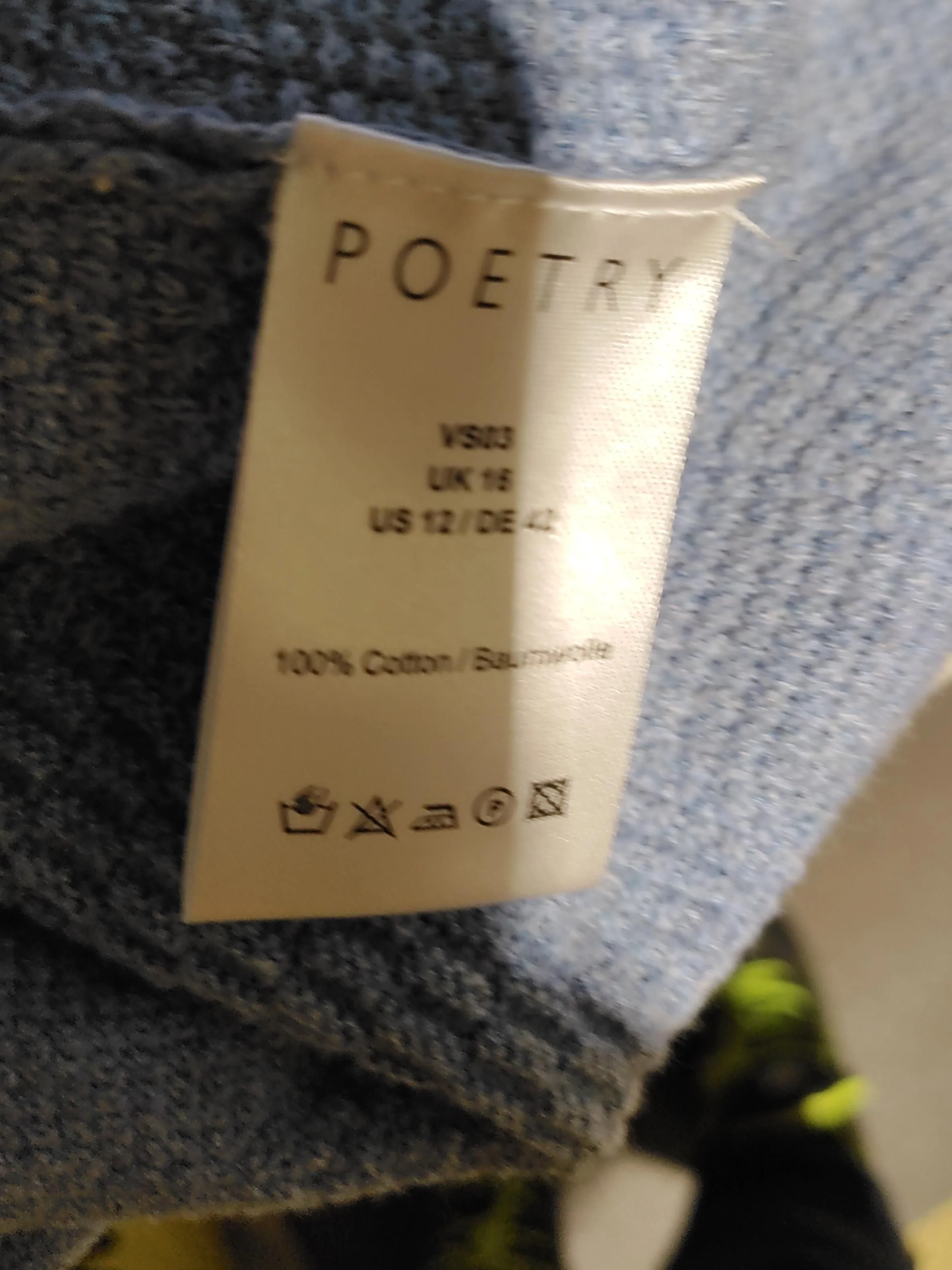 Poetry Women's Jumper UK 16 Blue 100% Cotton Round Neck Pullover - Image 6
