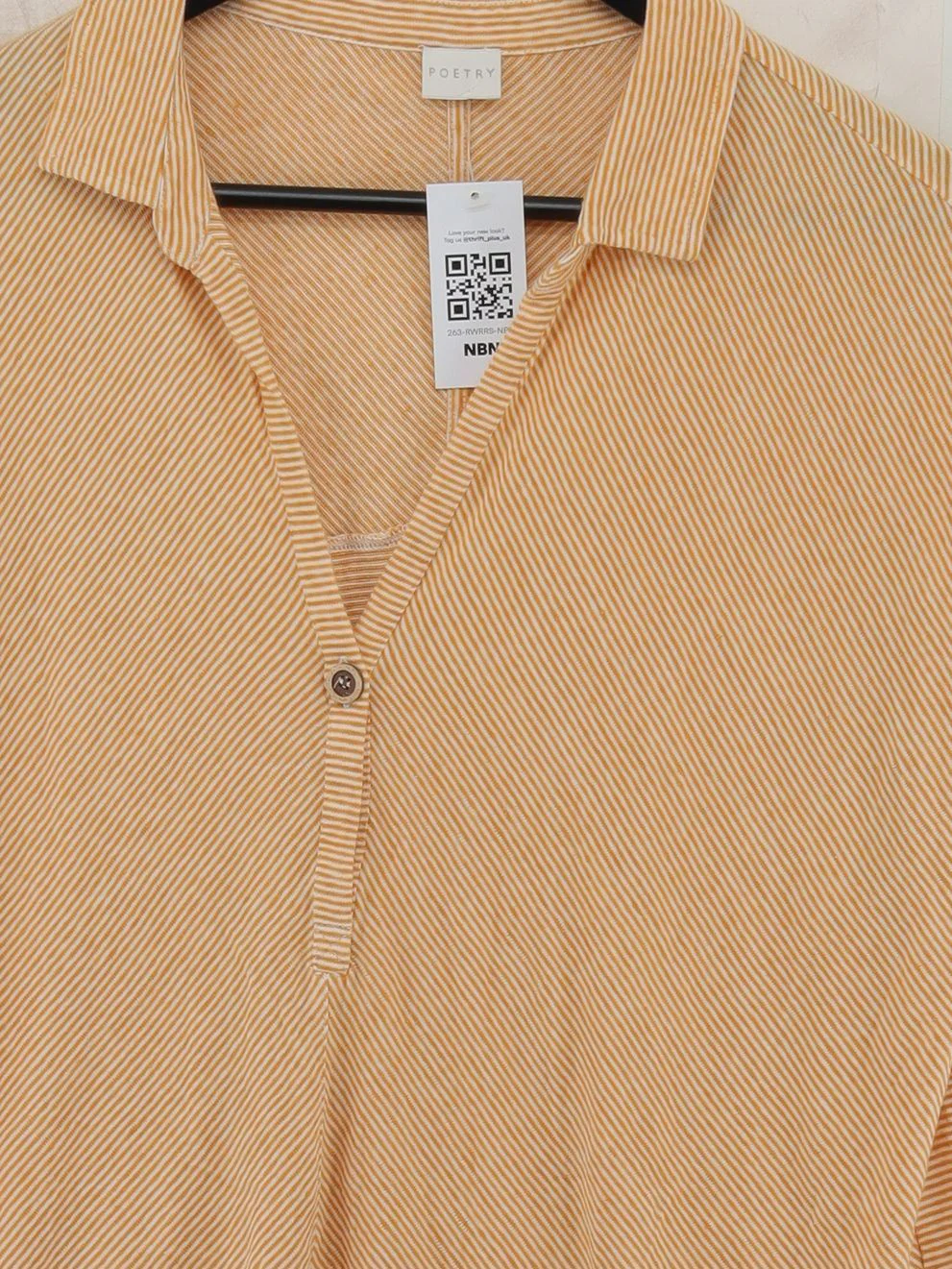 Poetry Women's Shirt UK 14 Orange Linen with Cotton Basic - Image 3