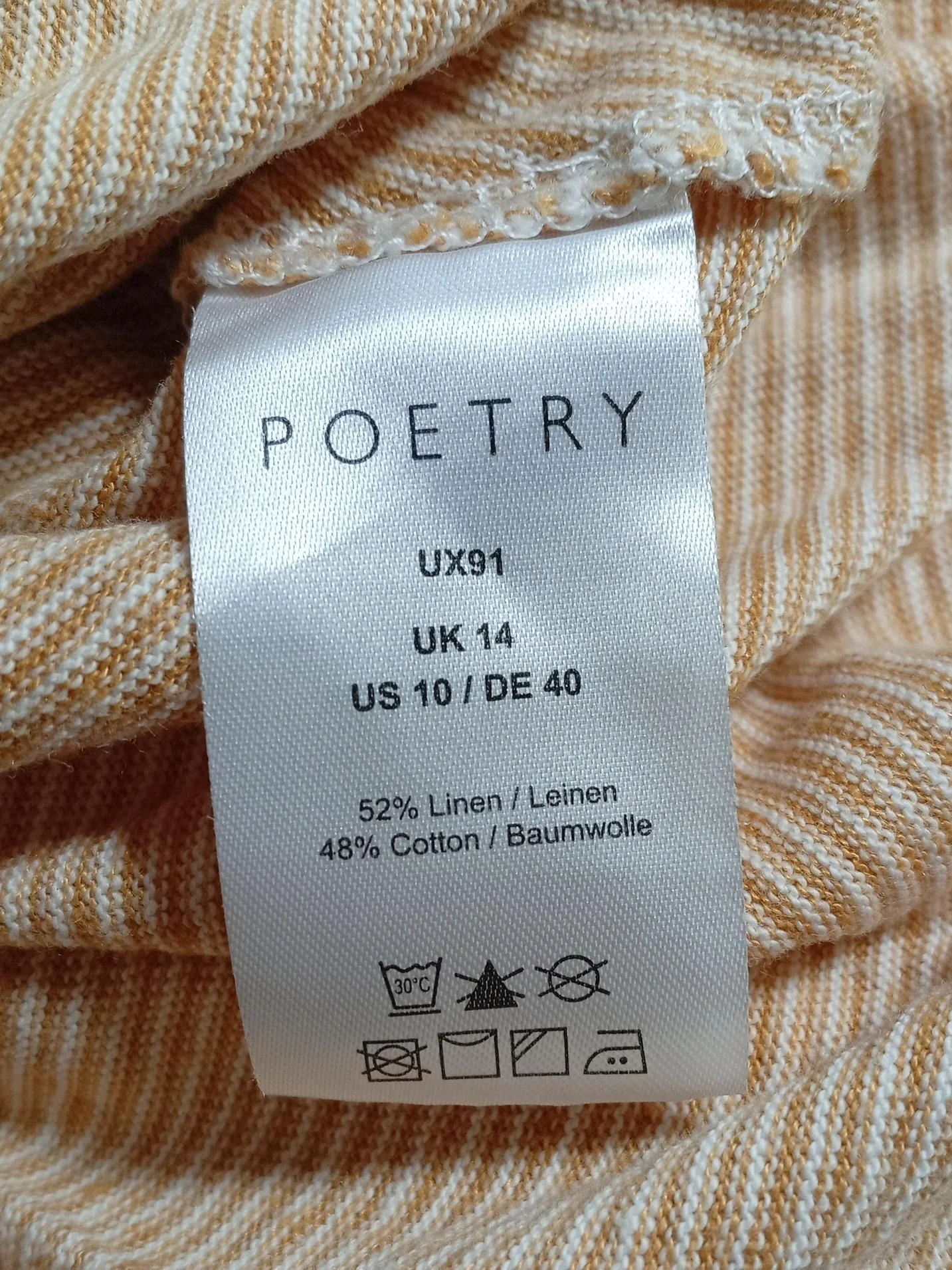 Poetry Women's Shirt UK 14 Orange Linen with Cotton Basic - Image 6